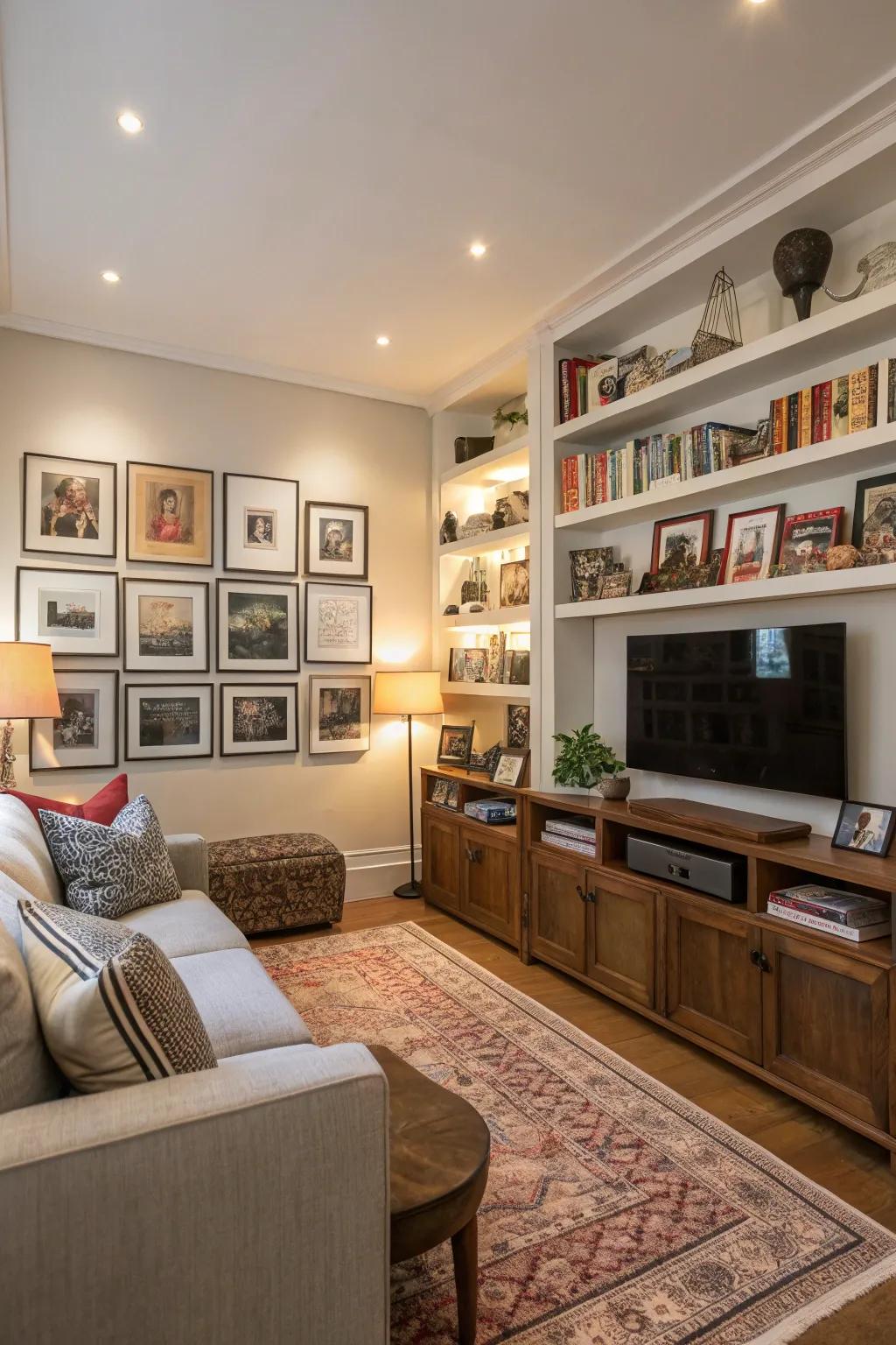 Unique touches add depth and a special feel to the family room.