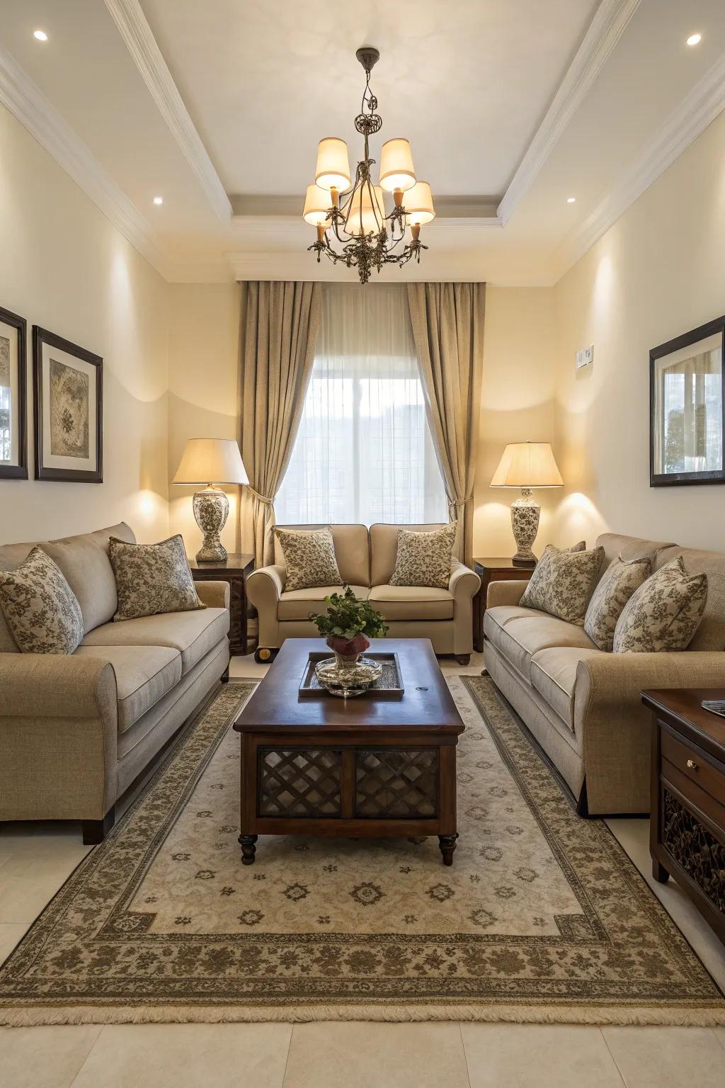 Equilibrium in arrangement provides balance and harmony to the area.