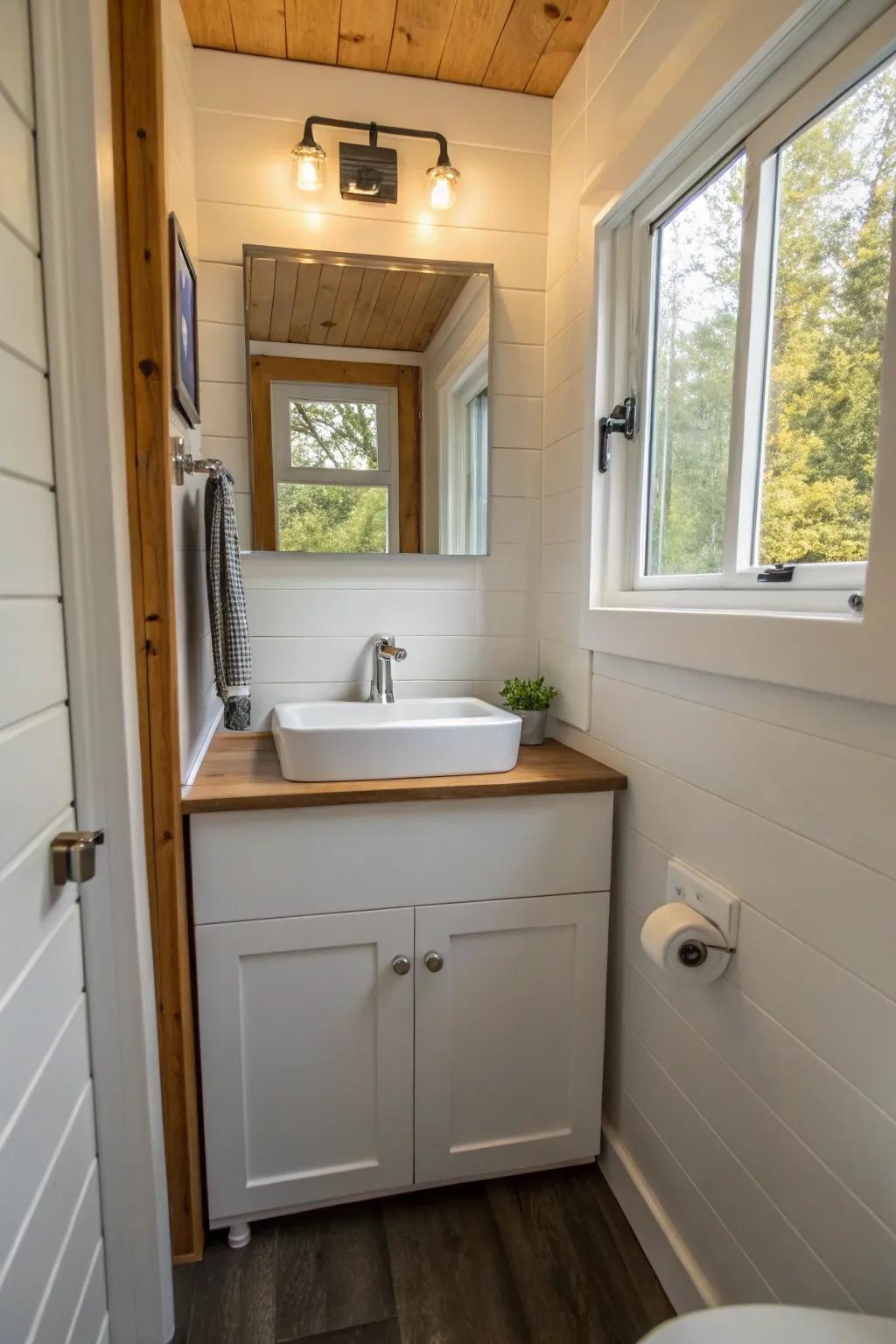 A compact sink design maximizes space efficiency.