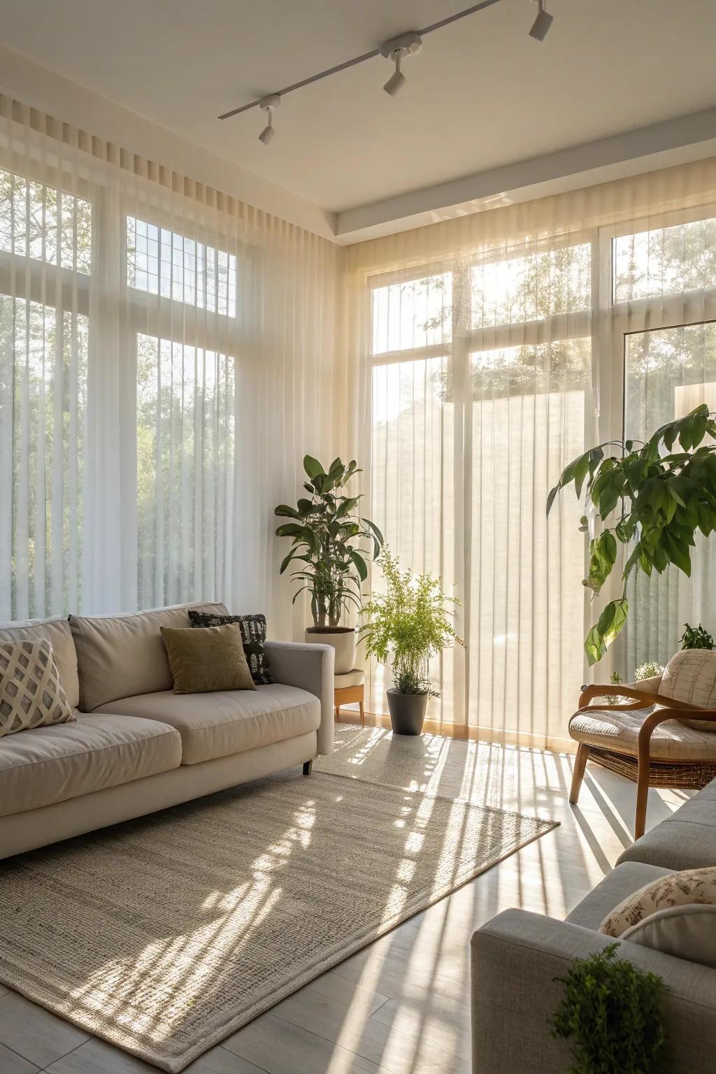 Sheer shades provide a light and airy ambiance.