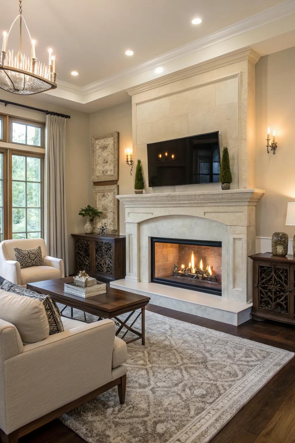 A mantel design that complements the room's style for a cohesive look.