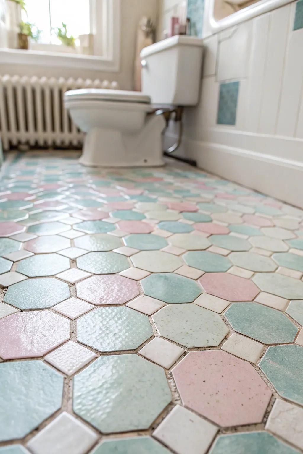 Timeless hexagon tiles provide a classic touch combined with contemporary adaptability.