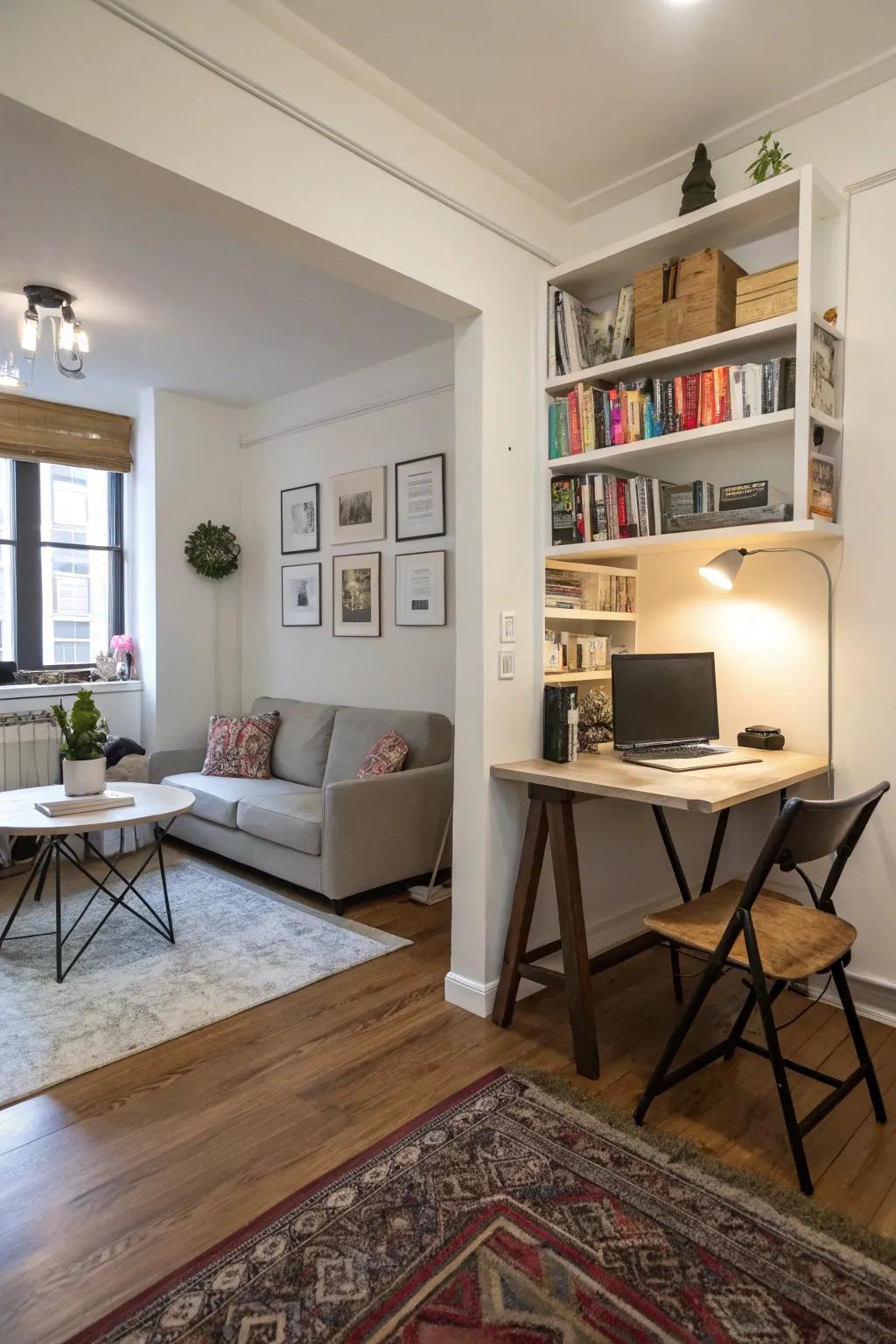 Multipurpose areas enhance functionality in compact spaces.