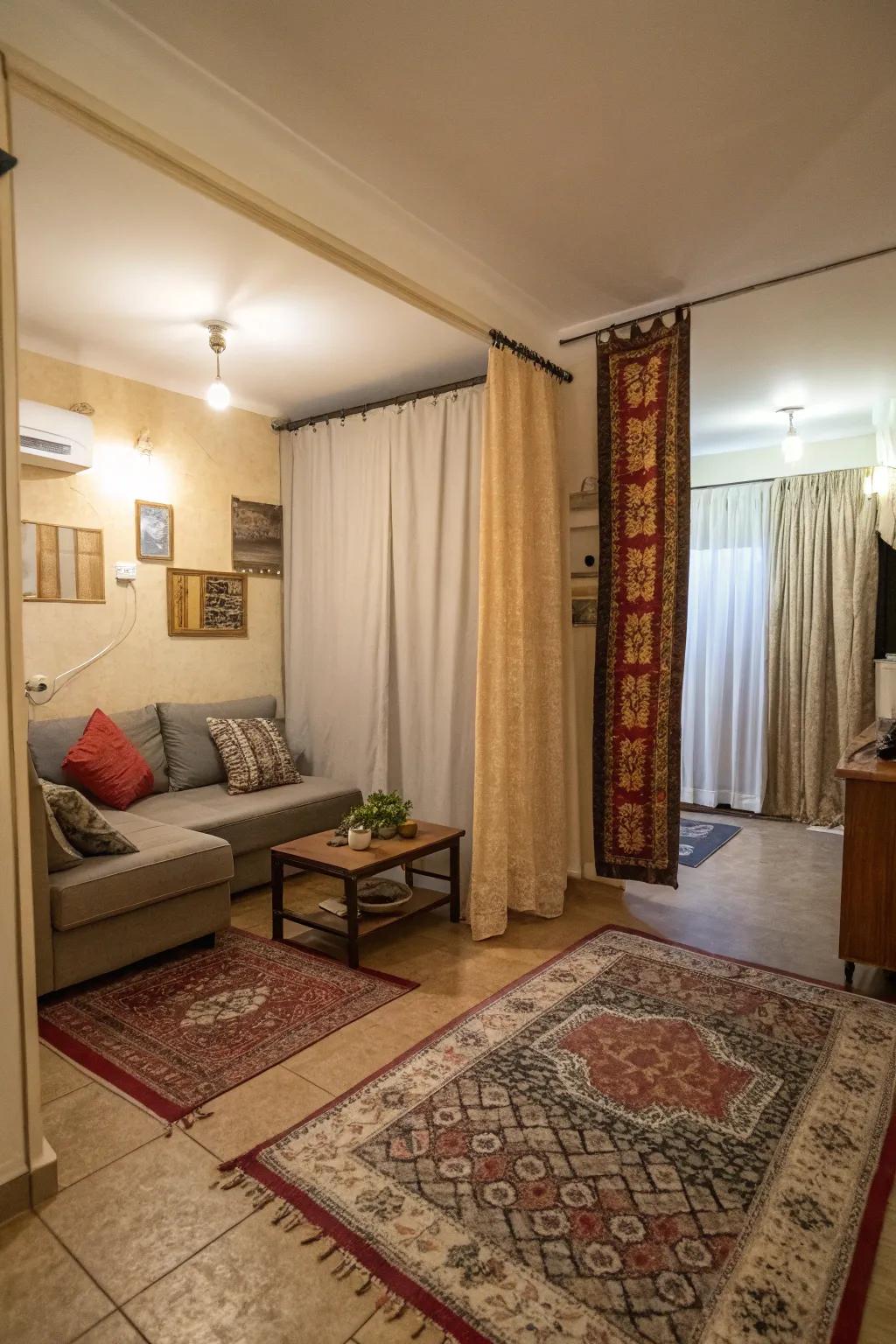 Using decor to define zones gives a structured layout.