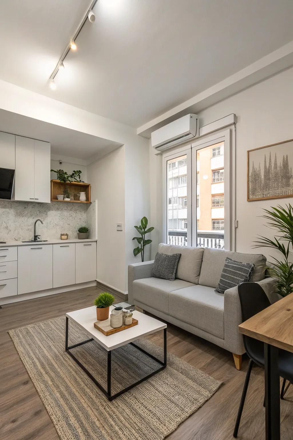 Minimalist design contributes to a clean and expansive feel.