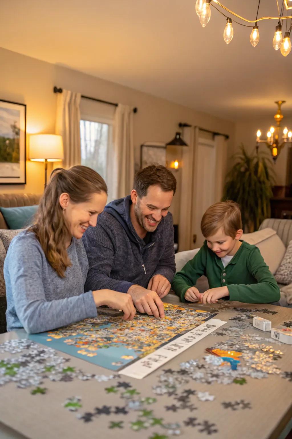 An engaging puzzle session bringing the family together.