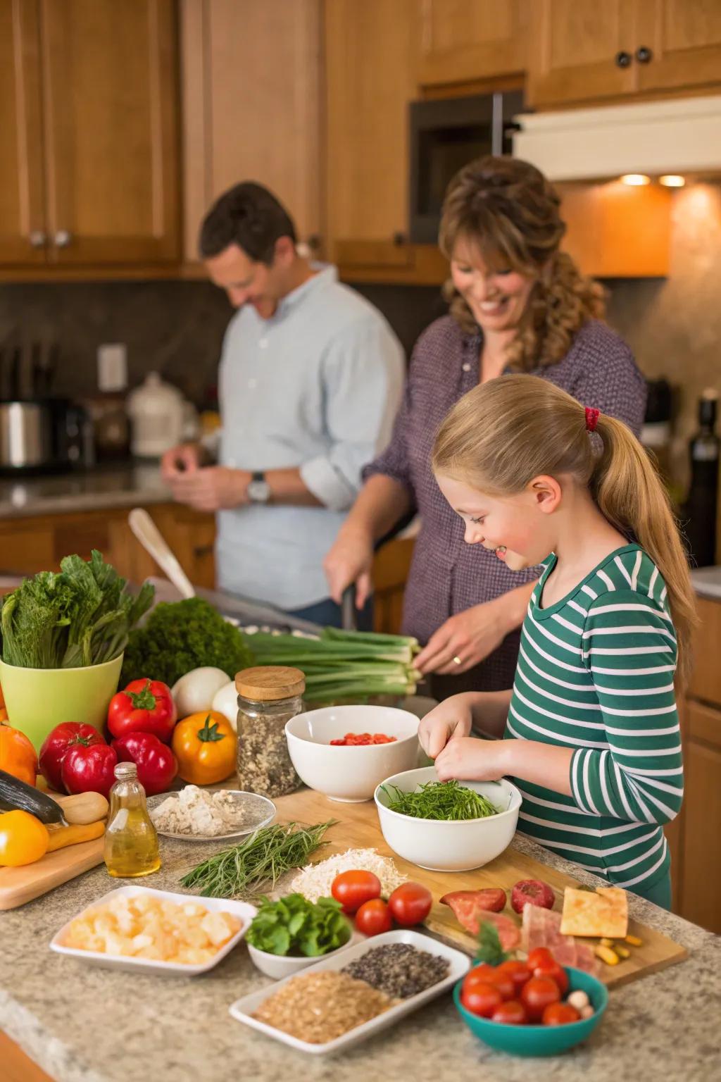 A delightful class as the family creates culinary magic.