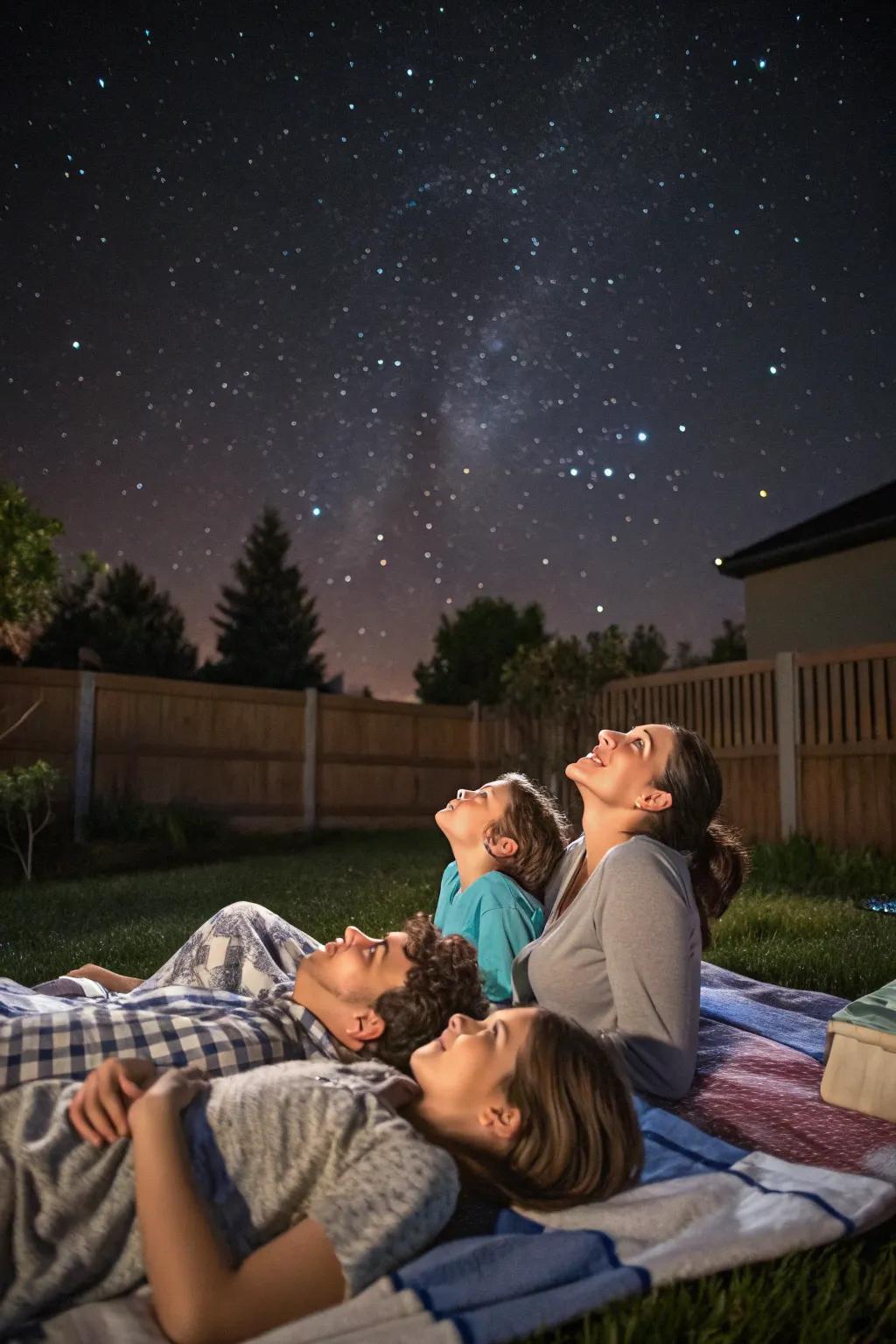 A peaceful evening gazing at the stars under a clear sky.