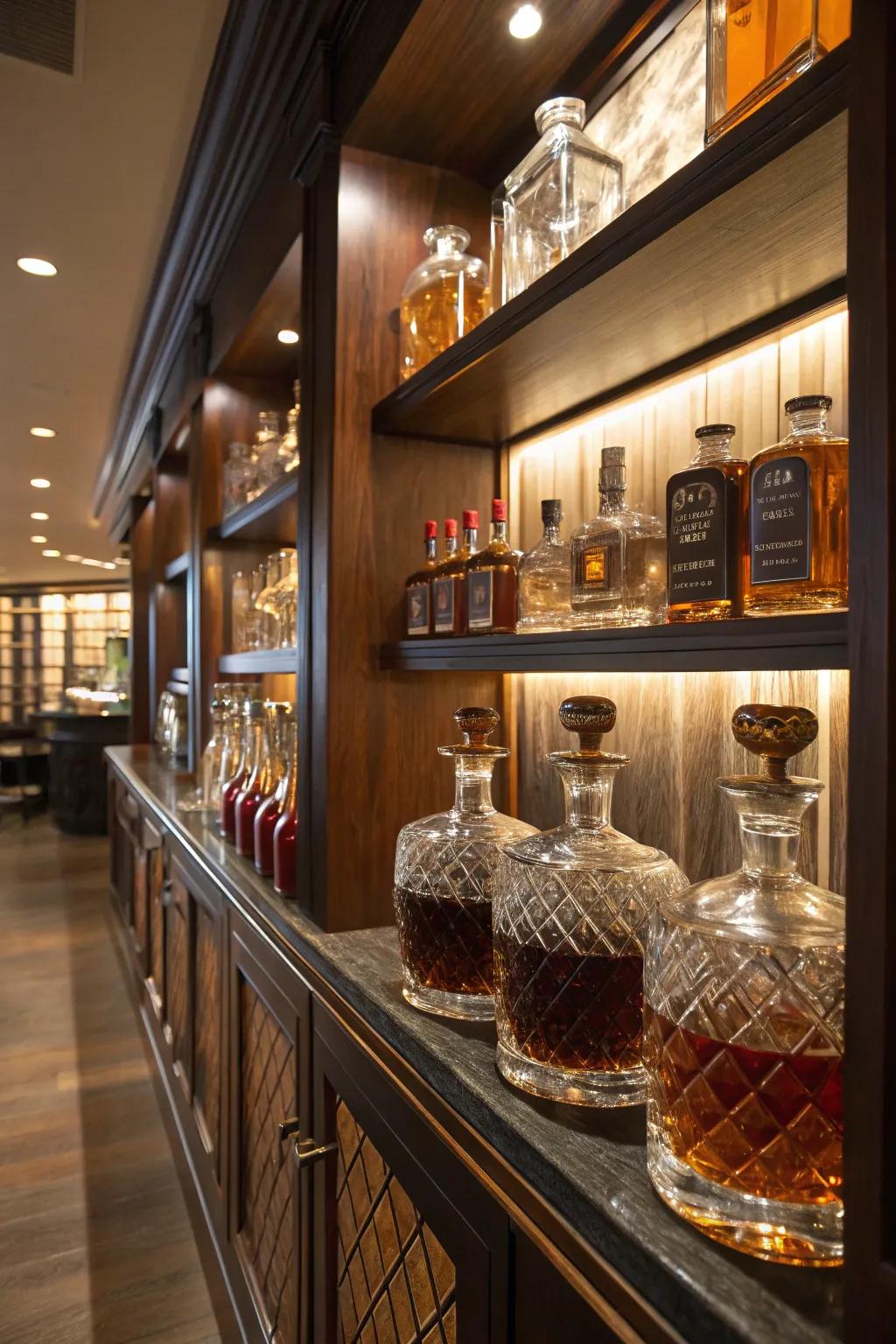 Custom serving bottles add elegance and enhance spirits' flavor.