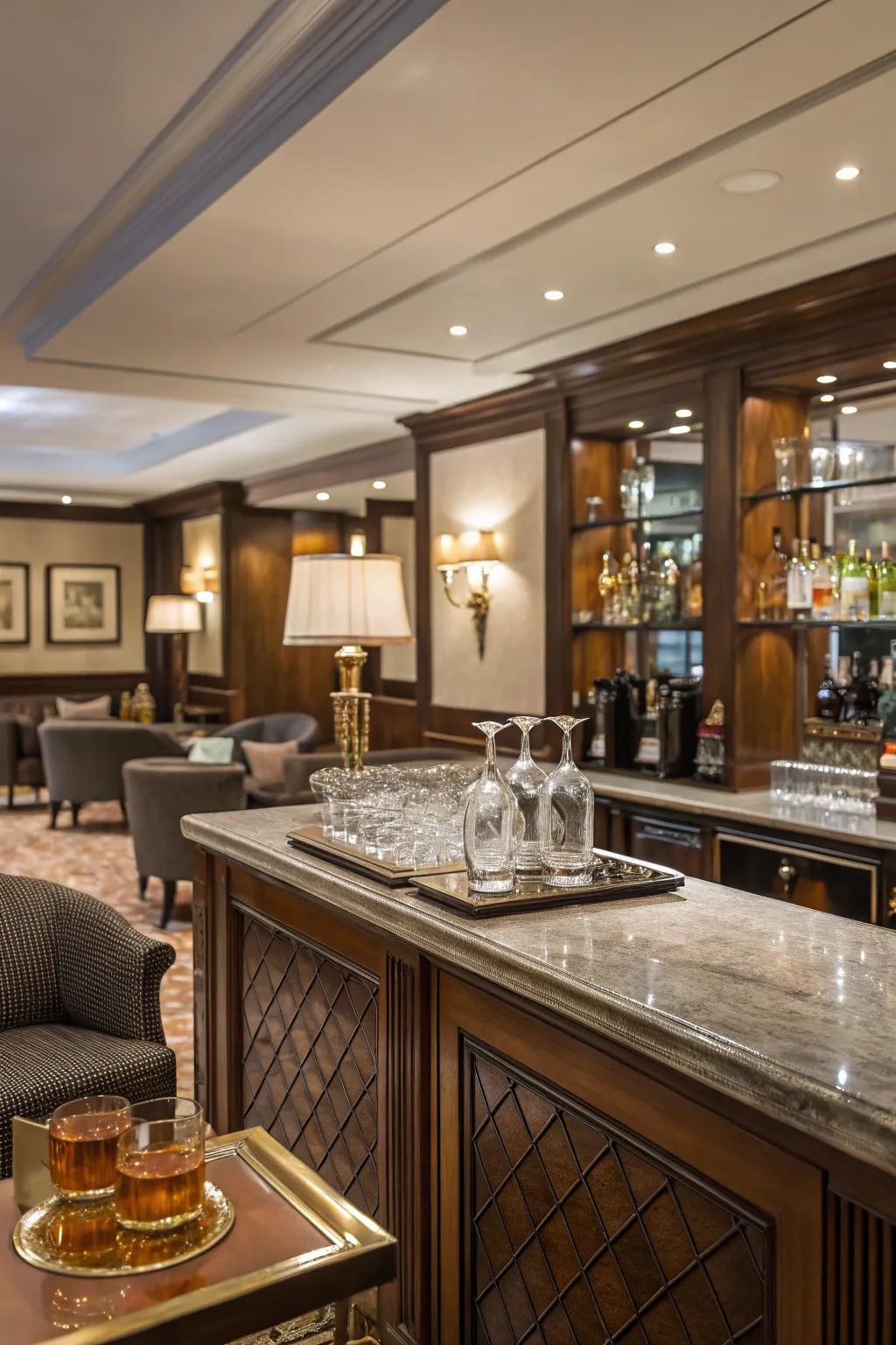 A dedicated serving area adds functionality and elegance.