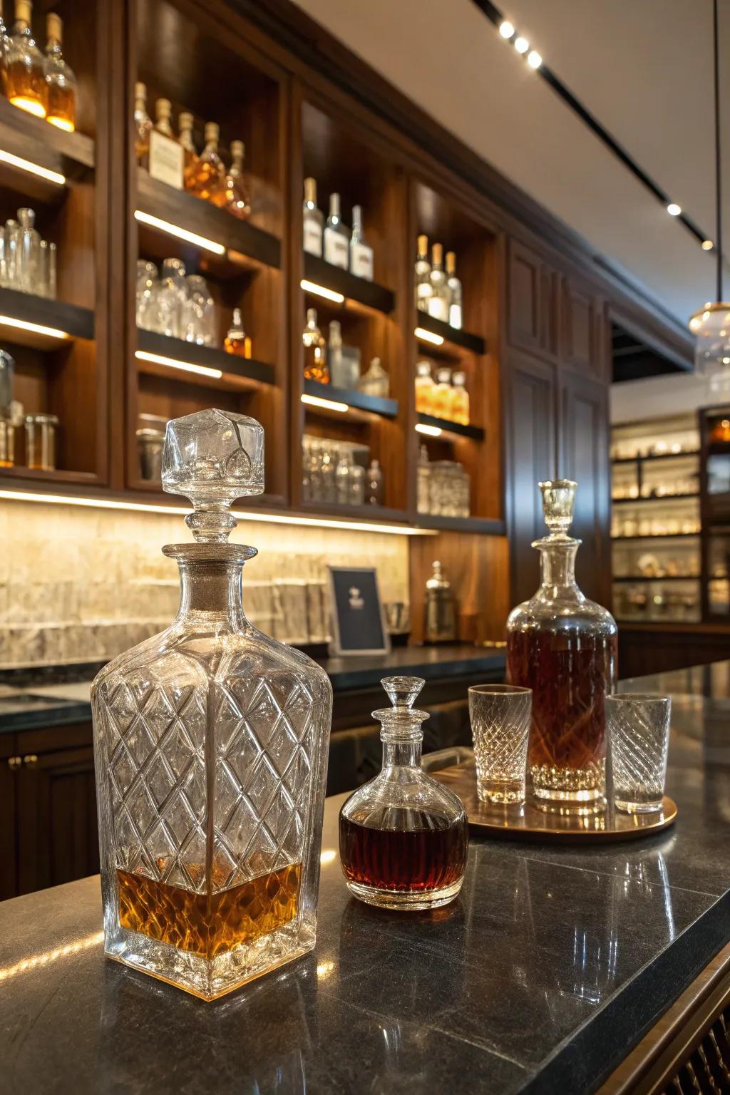 Distinct glassware enhances the spirits tasting experience.
