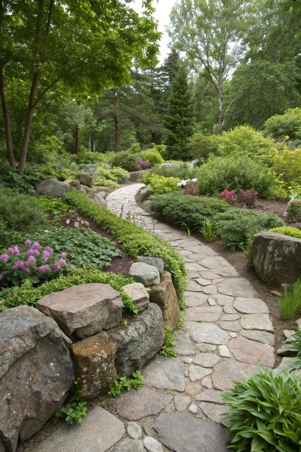 Rock features offer a budget-friendly and natural way to spruce up your yard.