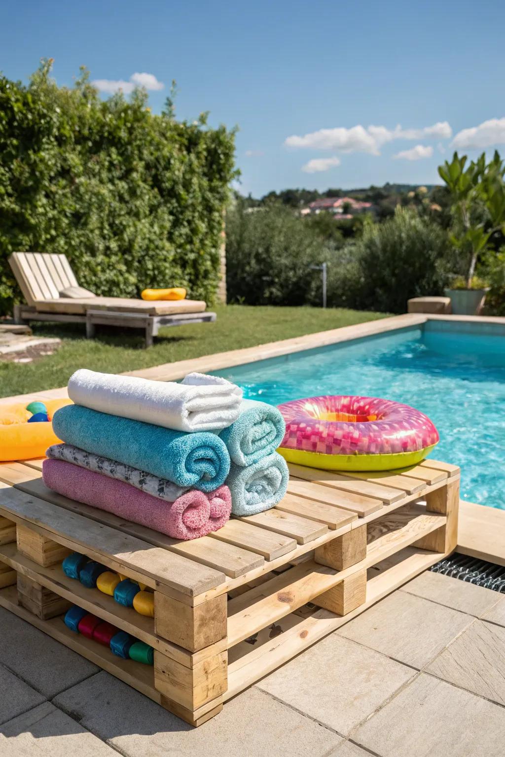 Wood pallets offer a rustic and useful storage way.