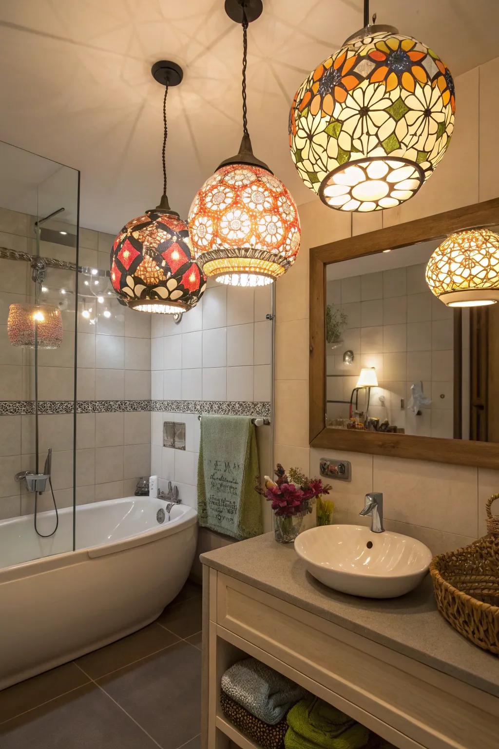Whimsical lighting introduces warmth and personality into your bathroom.