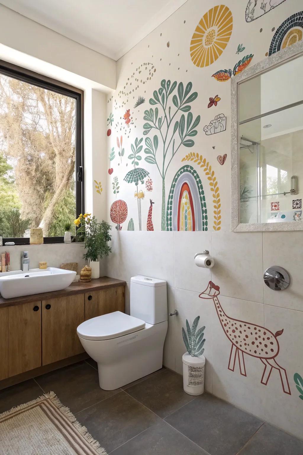 Wall decals provide a creative and adaptable means of styling your bathroom.