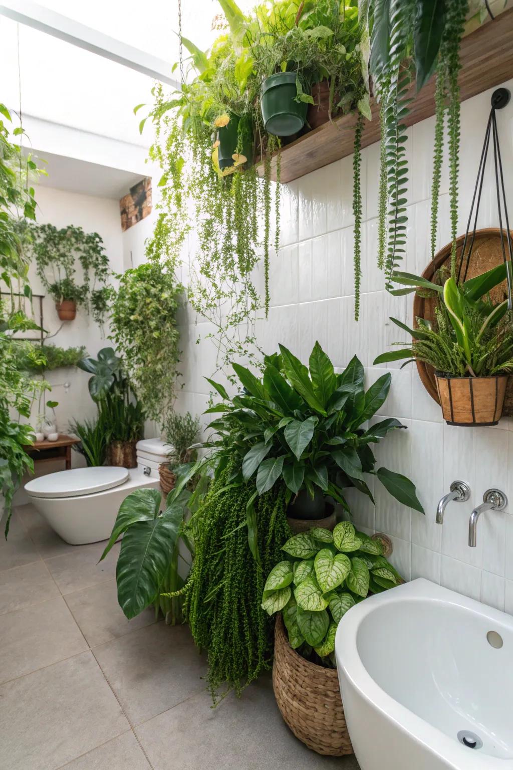 Plants inject vitality and energy into your bathroom area.