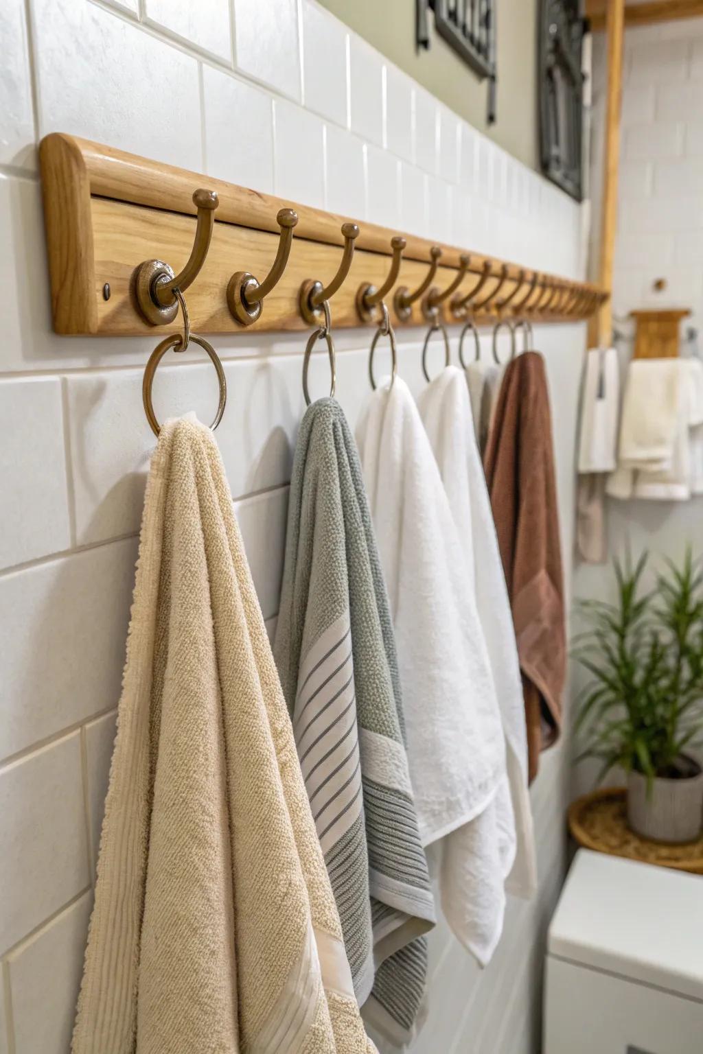 Bamboo hooks provide an eco-friendly and stylish solution.