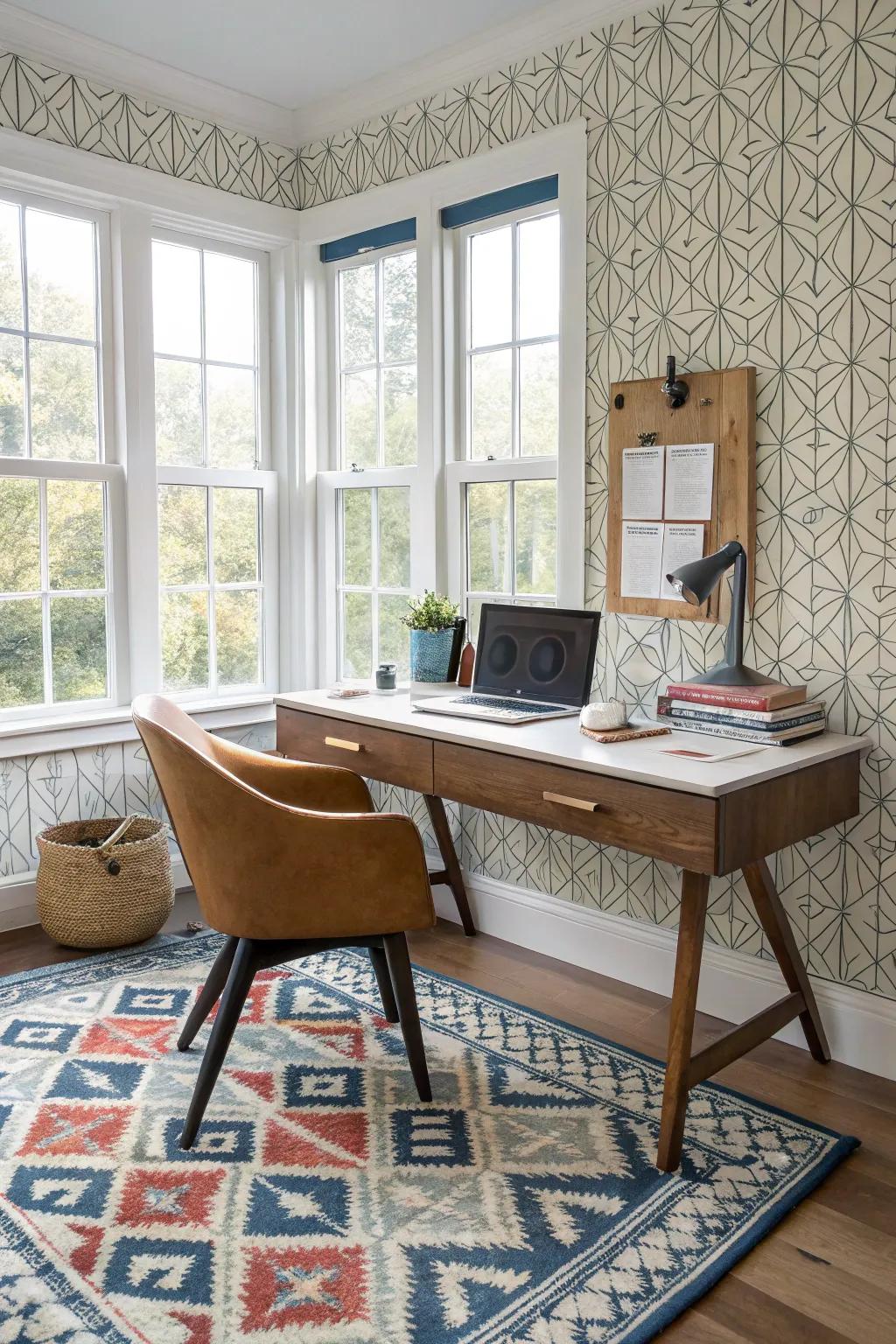 A modern home office where repeating shapes enhance the visual interest.