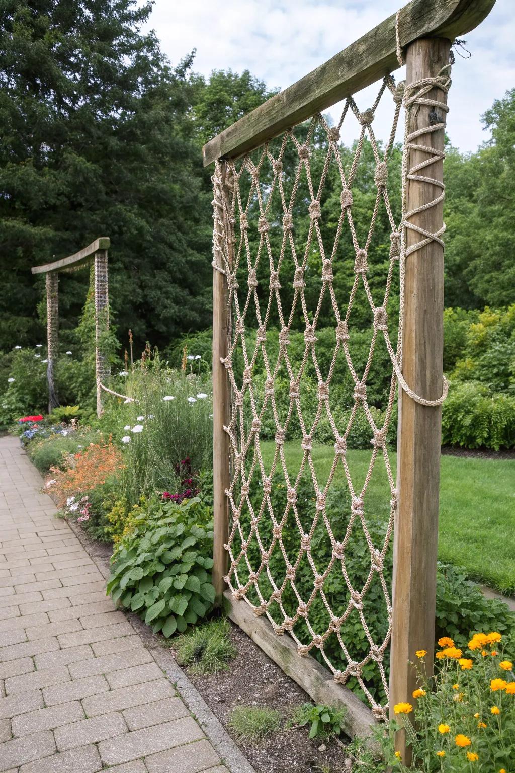 Add charm and flexibility using a creative rope trellis.