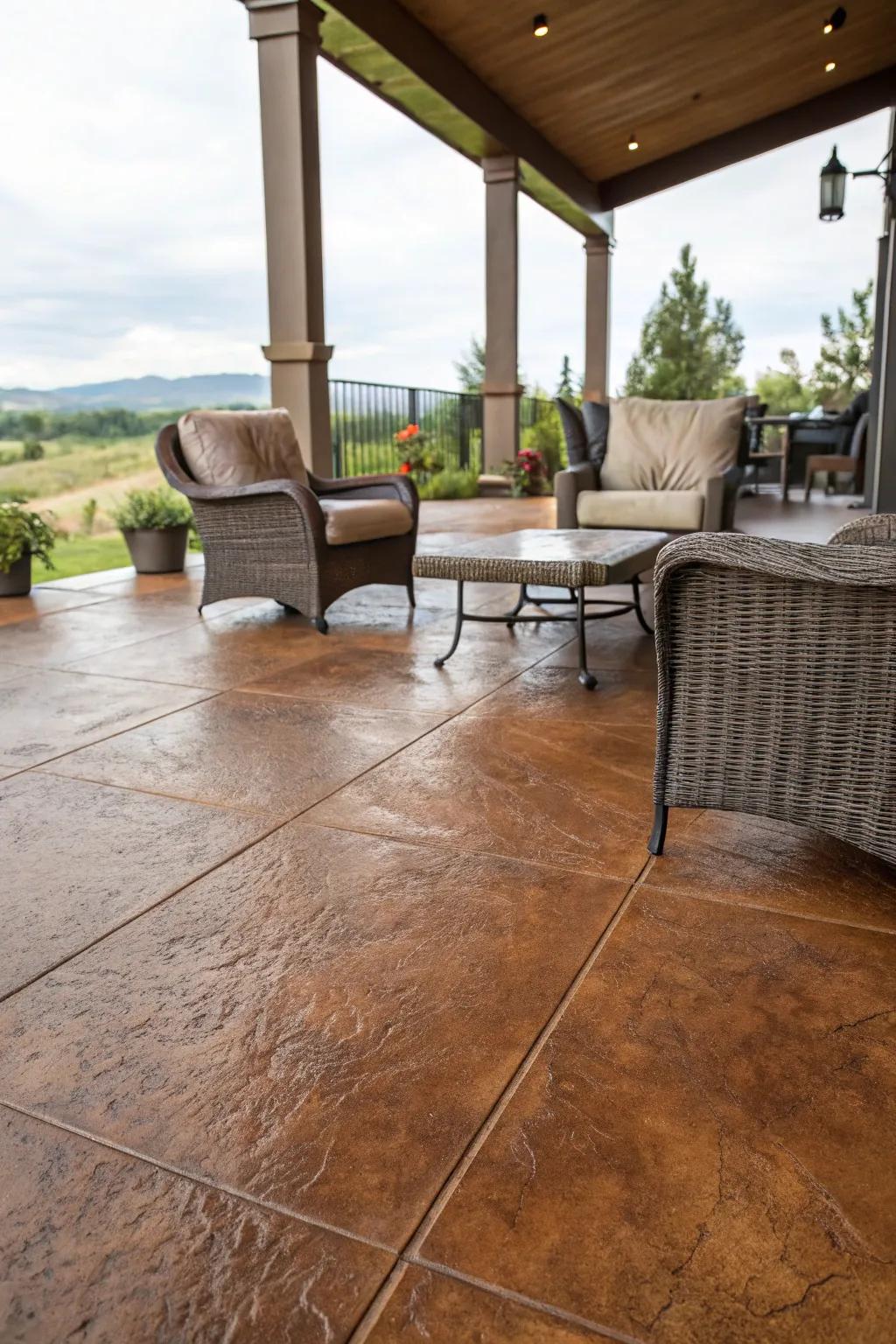 Stained concrete delivers flexible and personalized patio flooring.