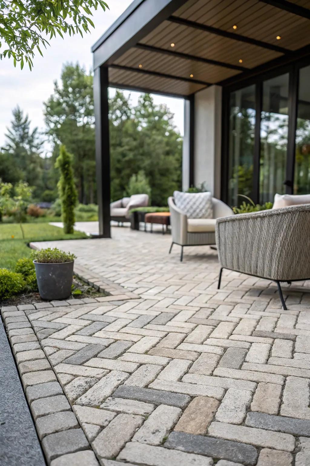 Patterned concrete pavers introduce texture and appeal to any patio.