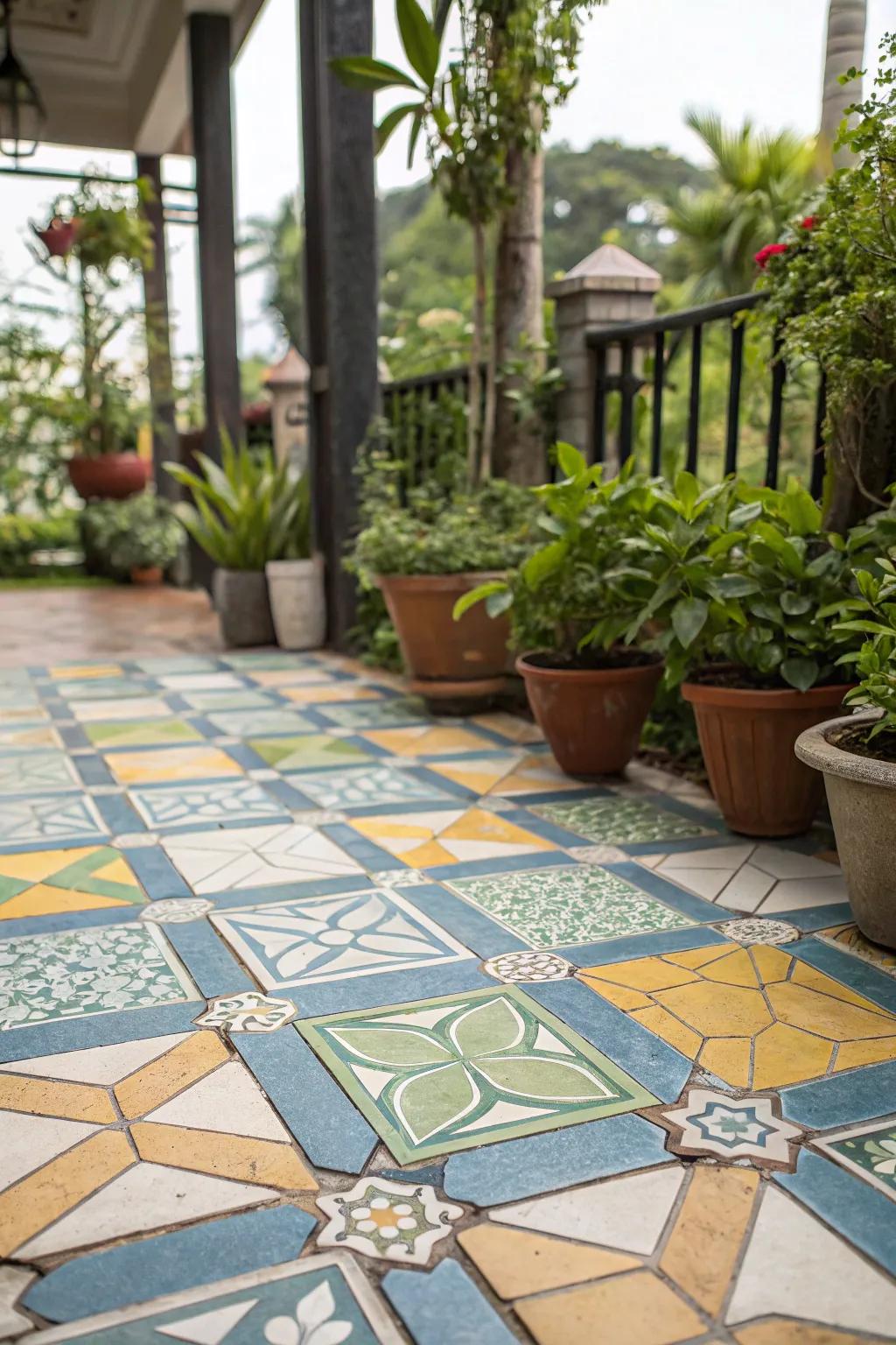 Interlocking tiles provide flexible layout possibilities for your patio.