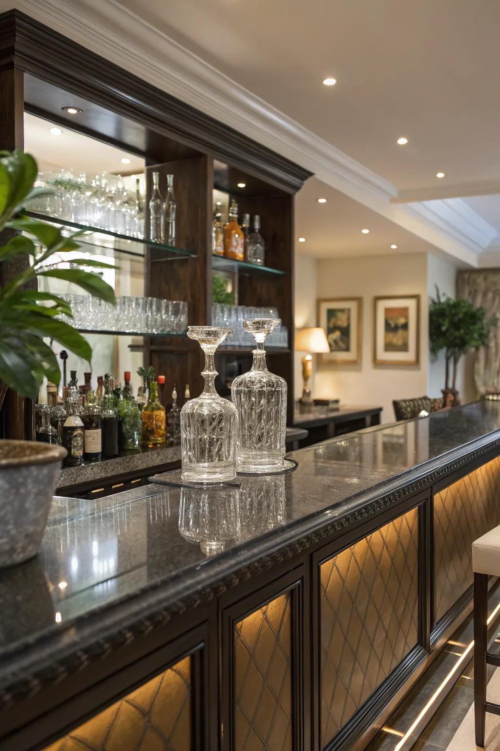 Polished surfaces enhance the charm of your bar.