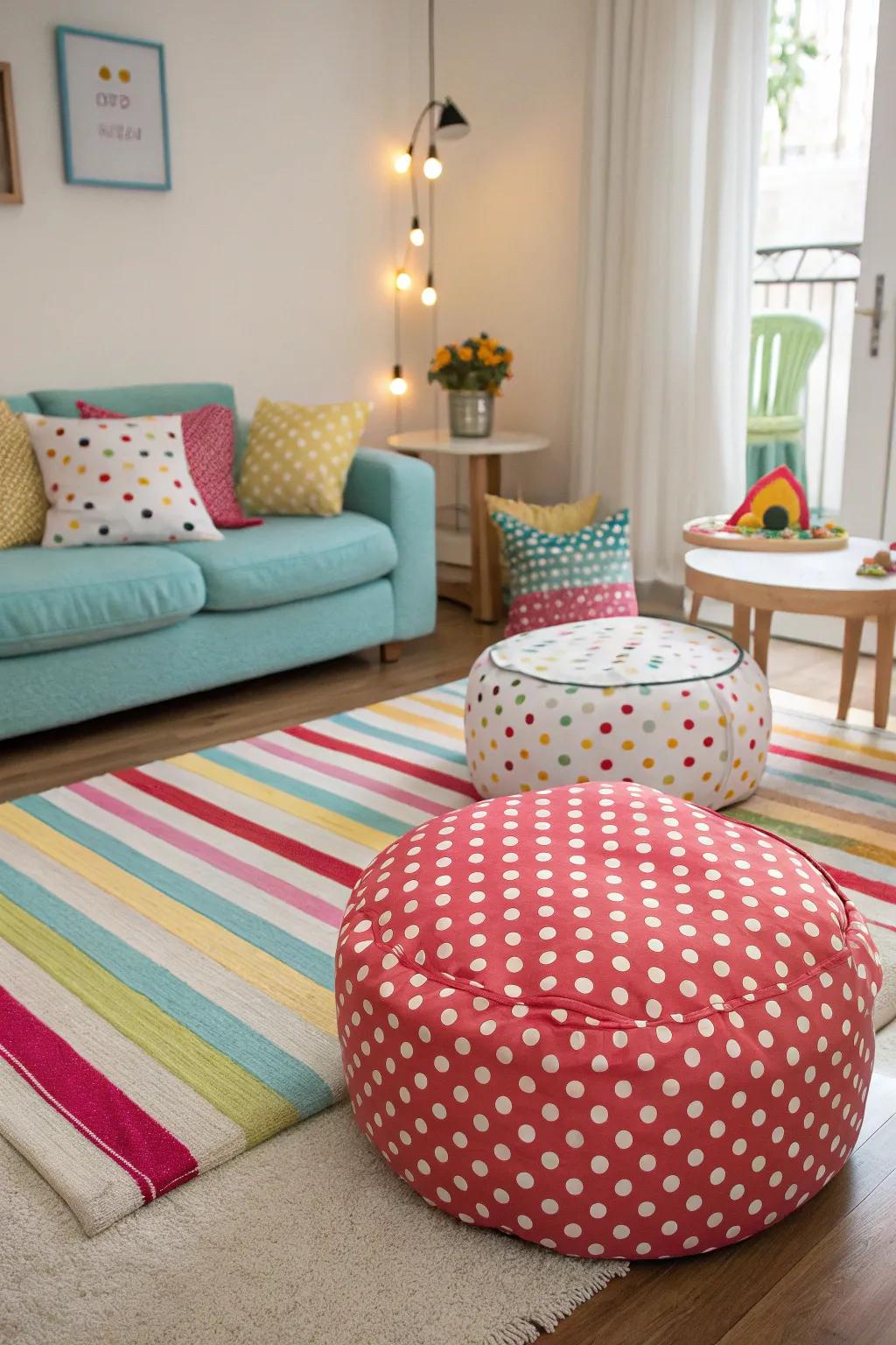 Mixing patterns in decor introduces a playful vibe.