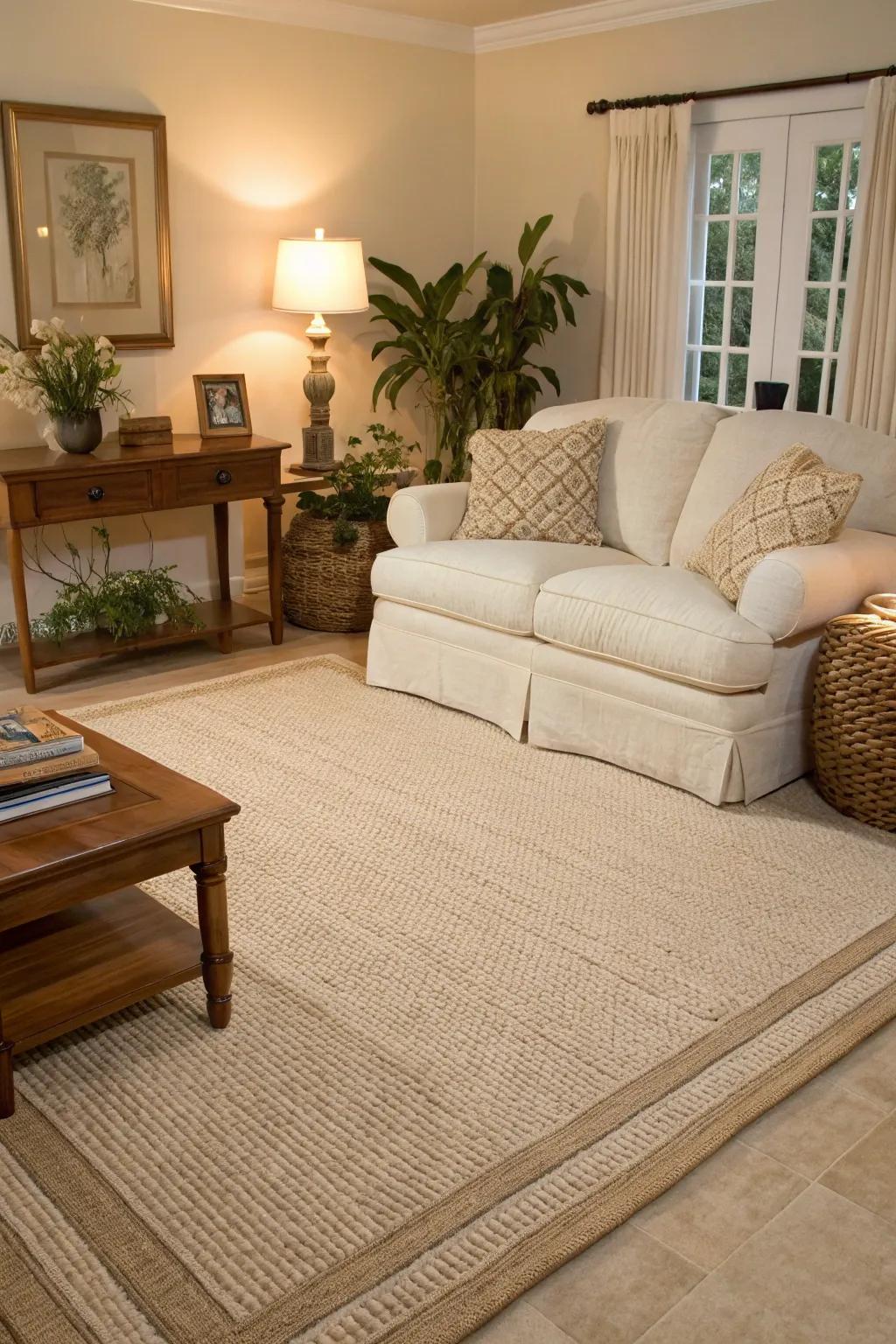 Neutral carpets provide a serene base for any space.
