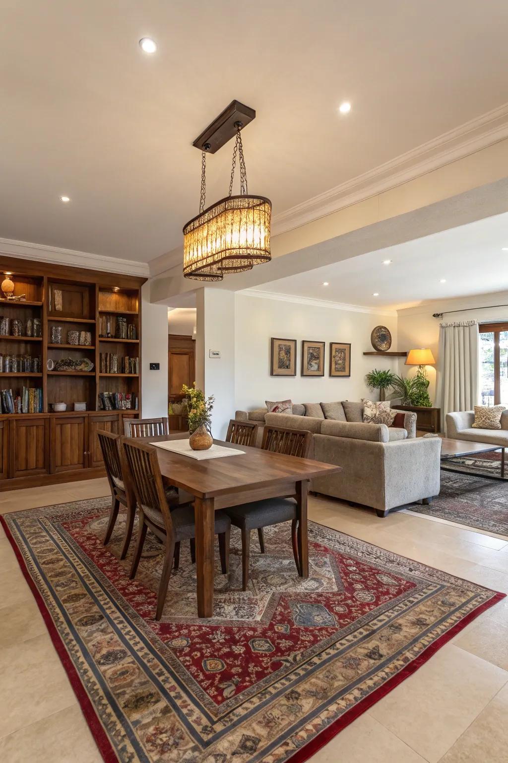 Carpets can help define separate areas in open-plan spaces.