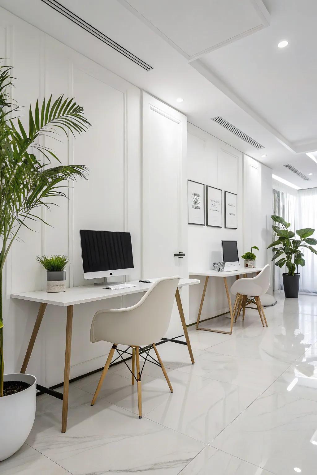 Simple design cultivates a serene and attentive work environment.