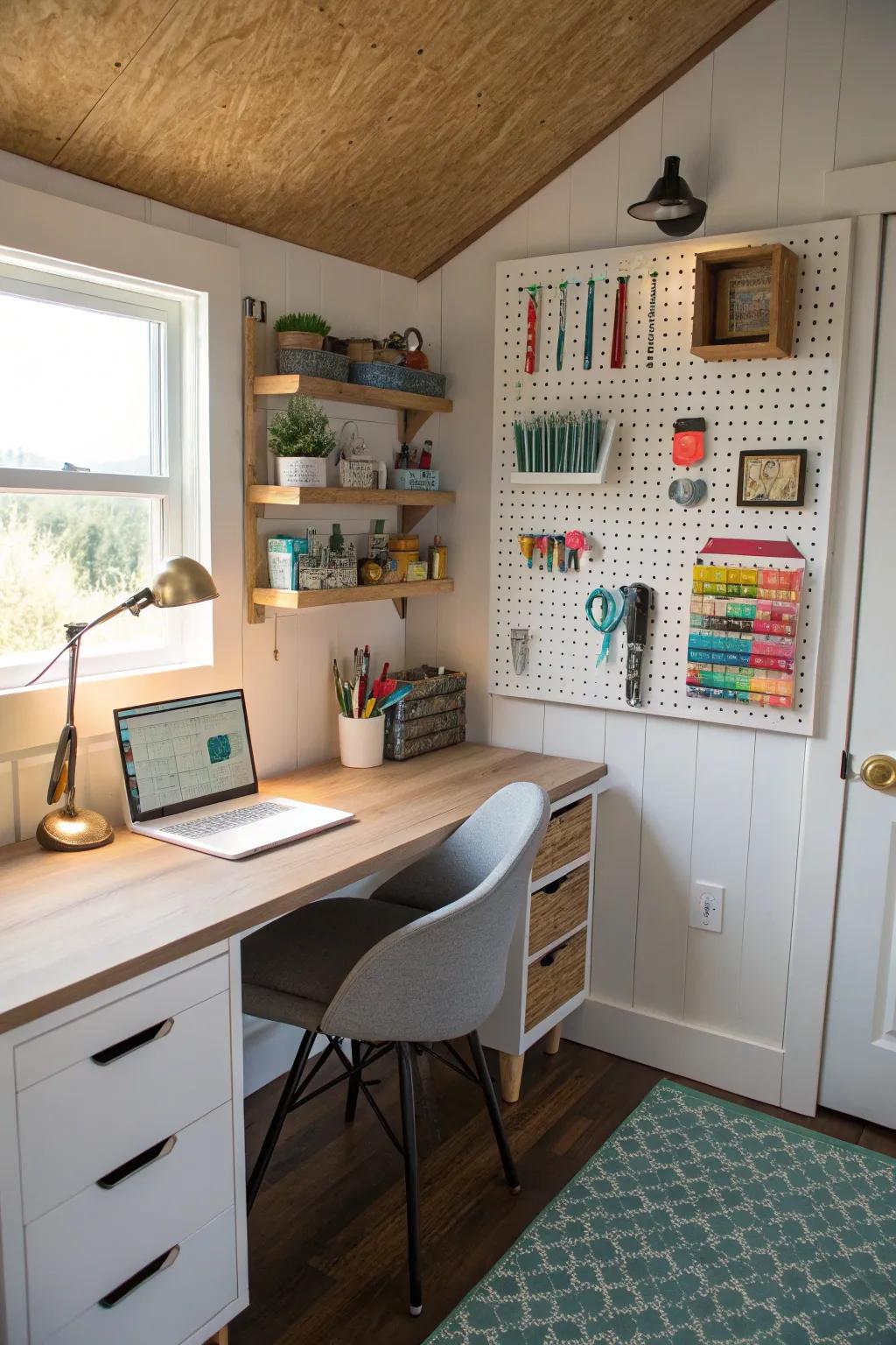 Pegboards present versatile storage alternatives, maximizing upward space.