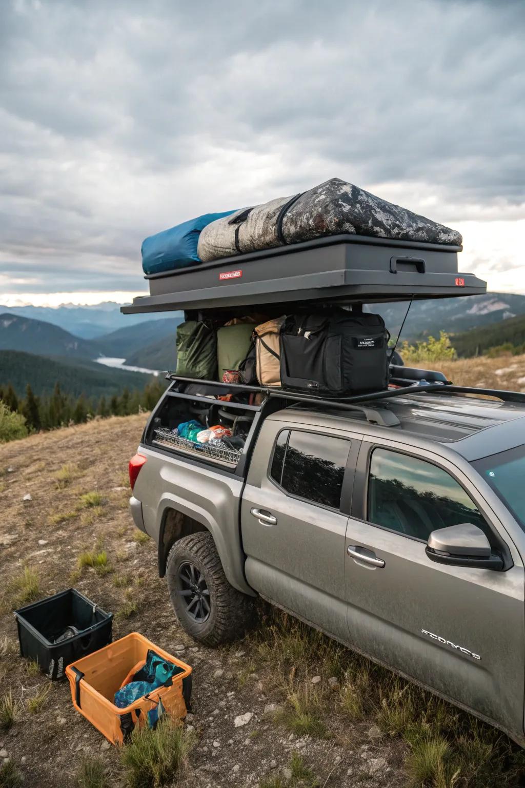 Increase your hauling space with rooftop storage boxes.