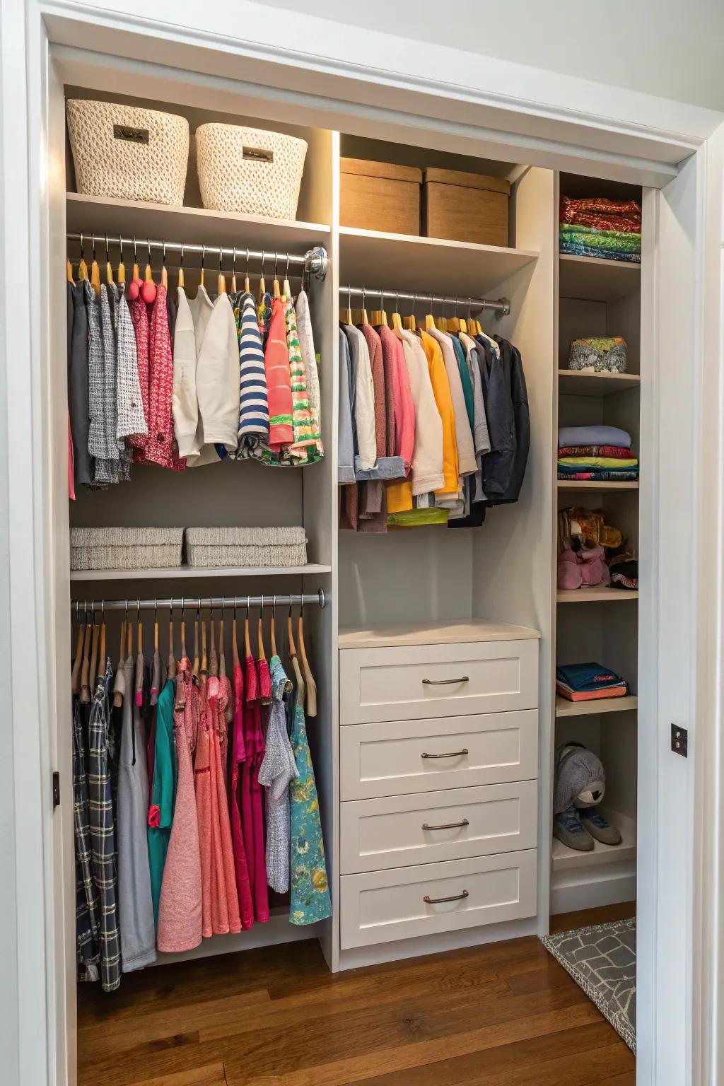Child-friendly wardrobe fostering independence.