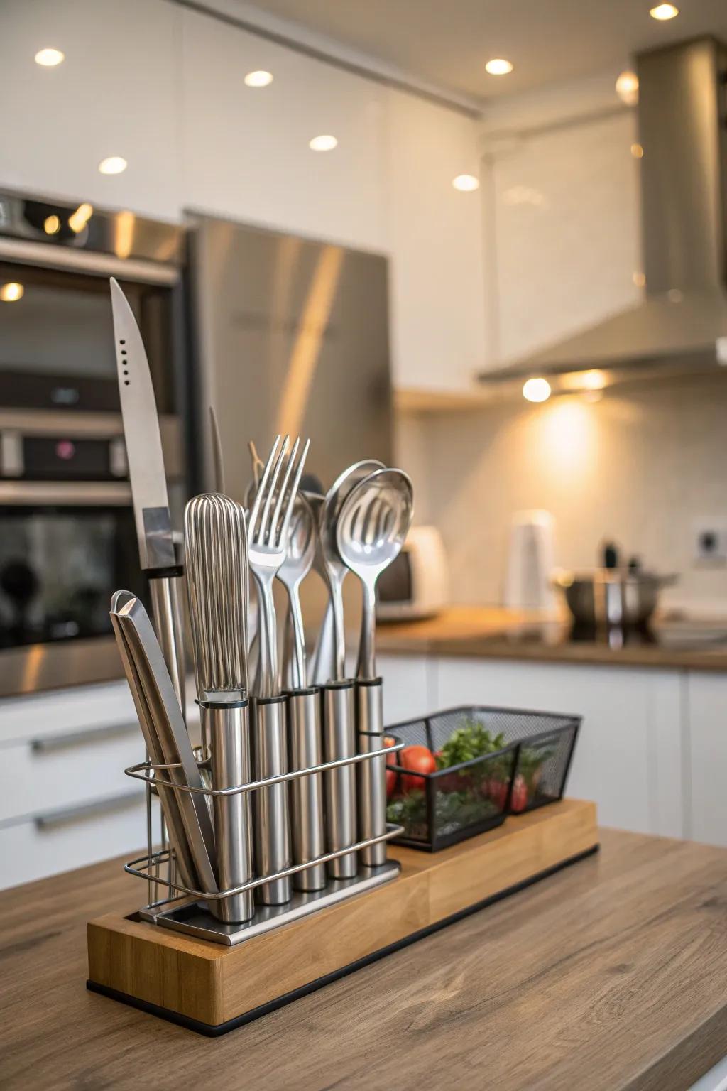 Chic utensils add style and utility to any cooking space.