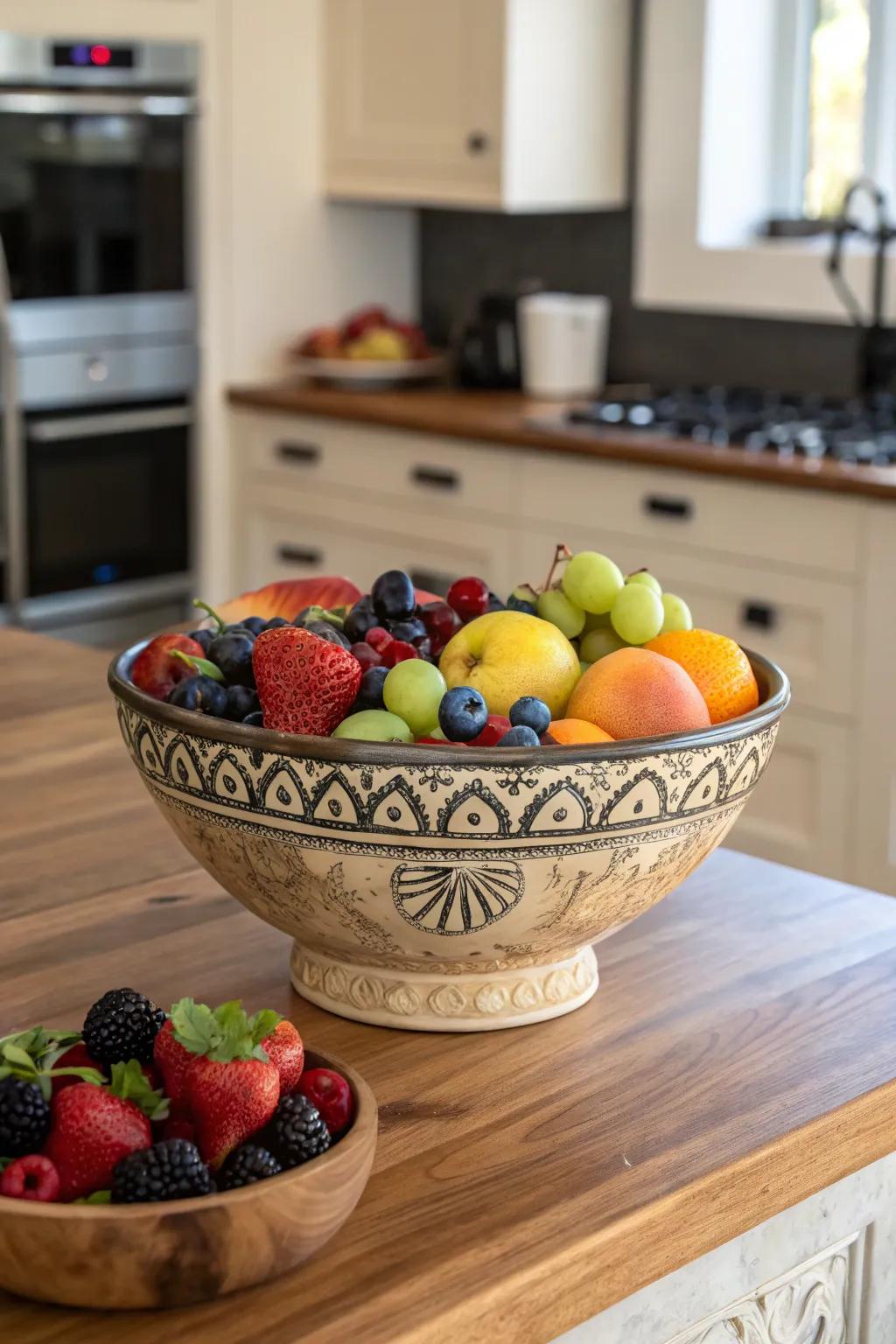 Handcrafted ceramic bowls infuse artistic style into any cooking space.