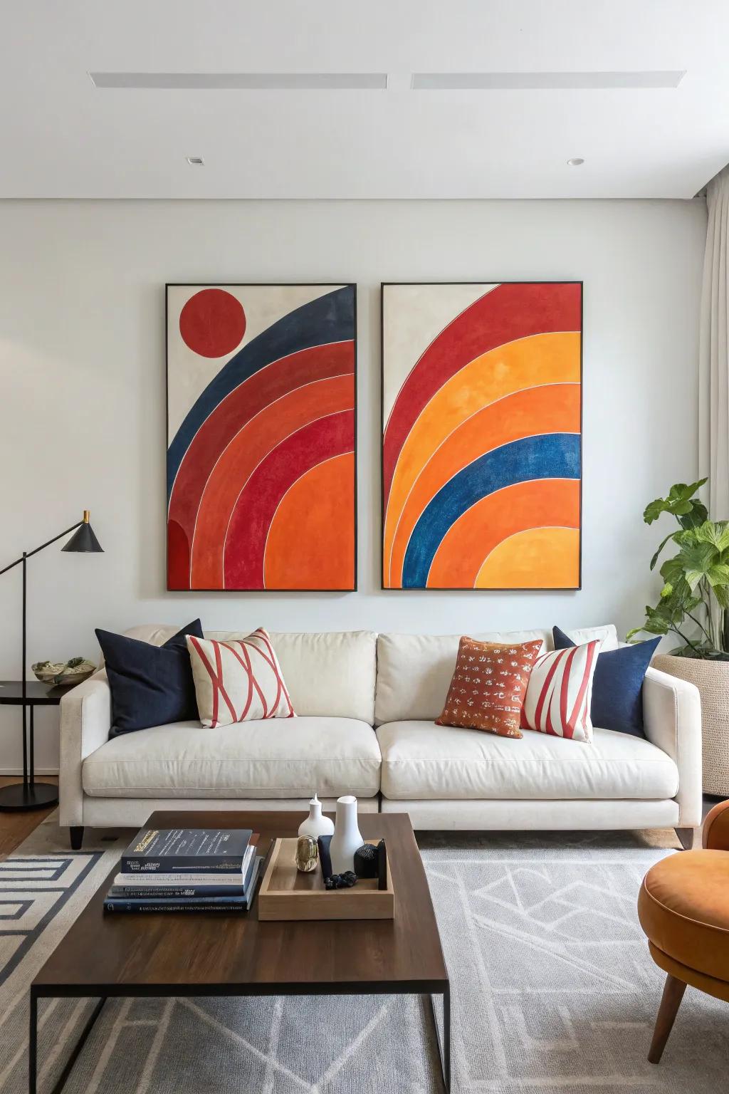 Multi-panel pieces introduce symmetry and balance.