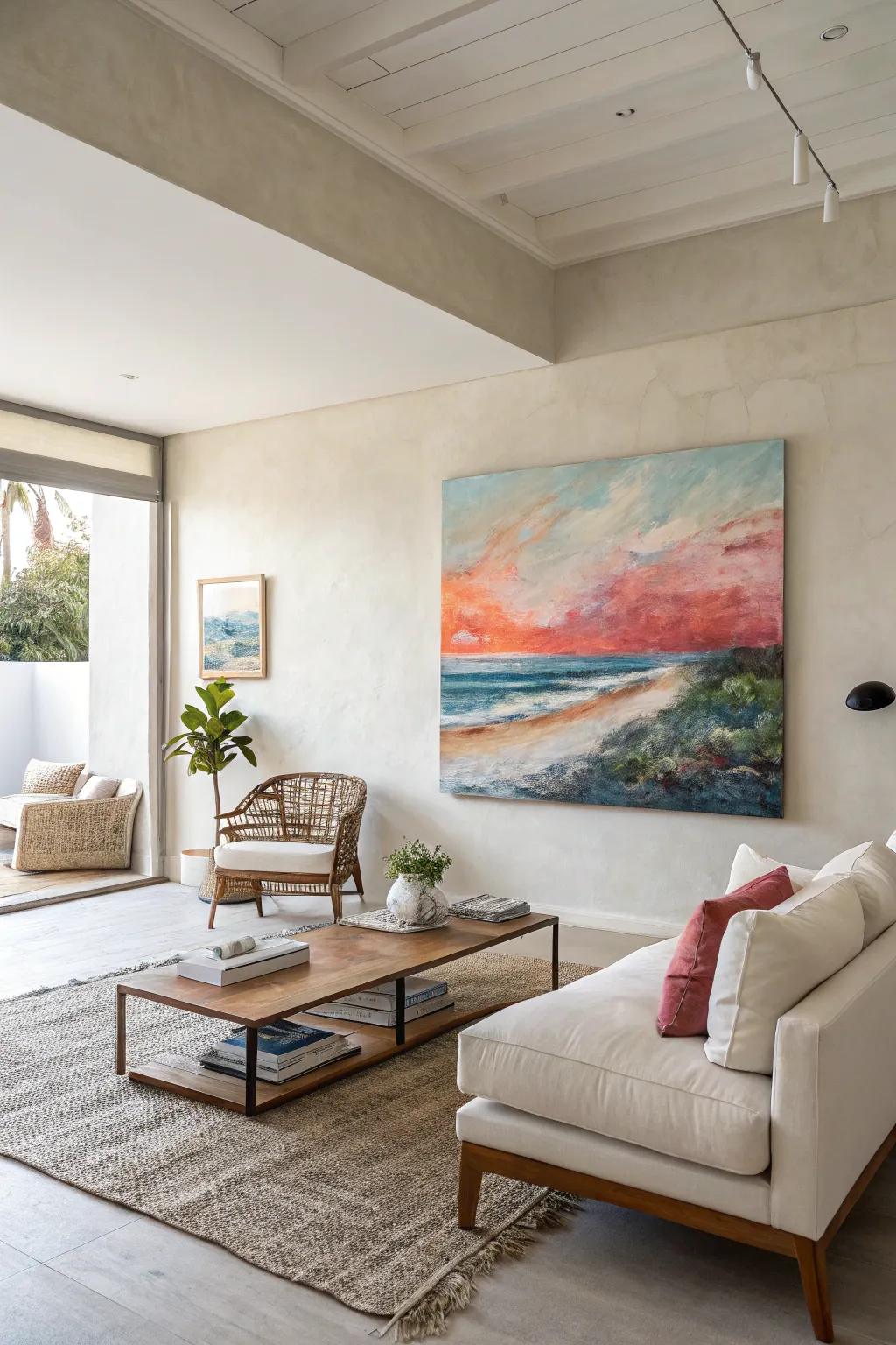 Polished integration using sparse decor establishes a contemporary vibe.