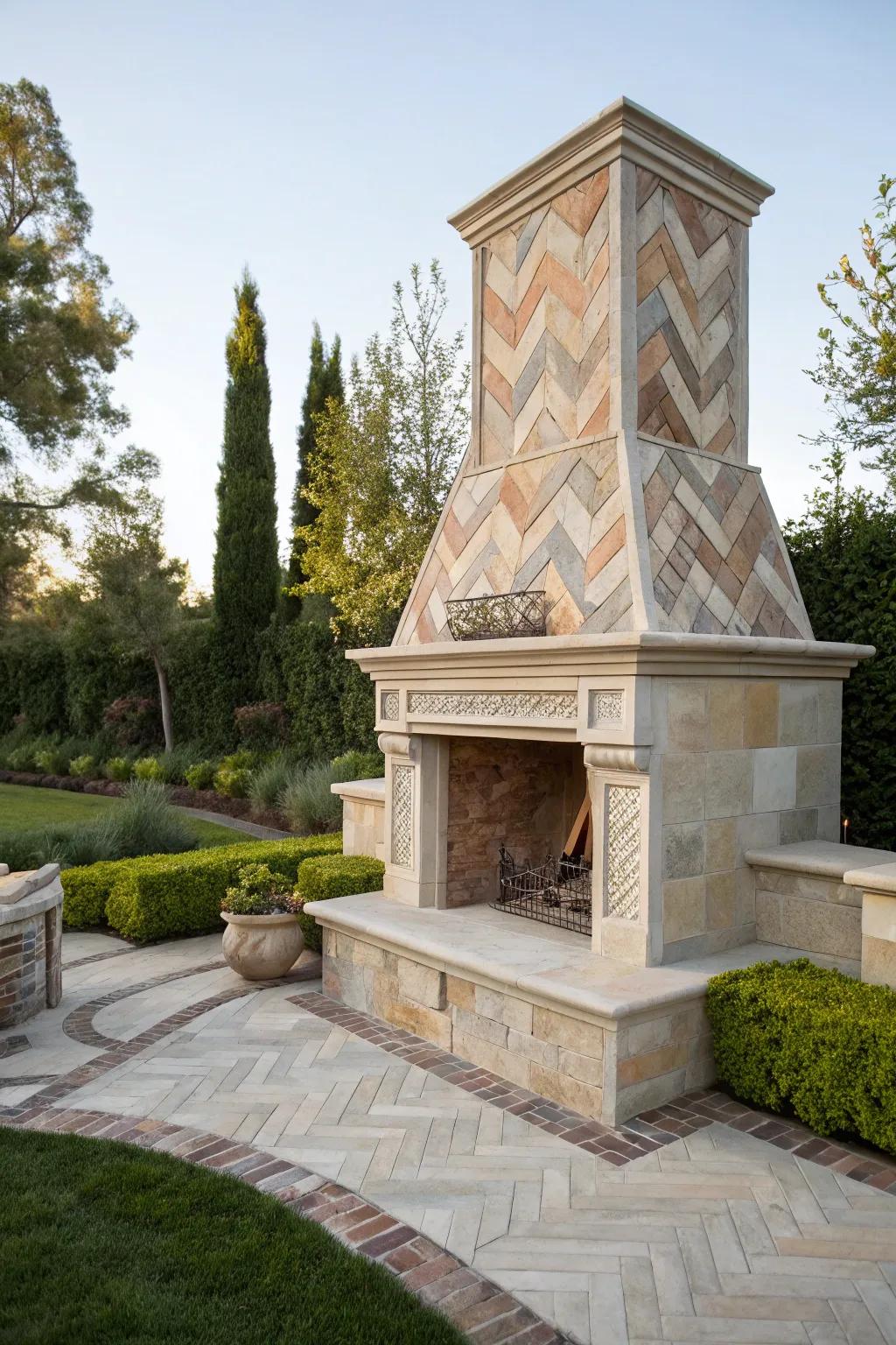 Infuse artistic flair into your fireplace with unique stone patterns.