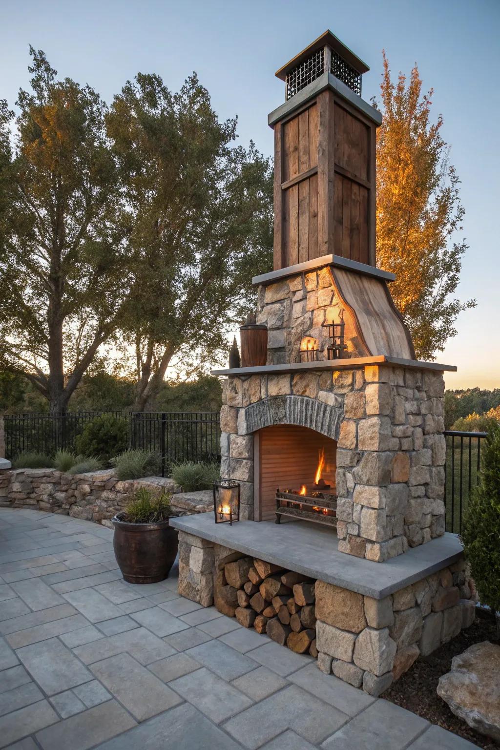 Embrace a unique style with an eclectic mix of materials in your fireplace design.