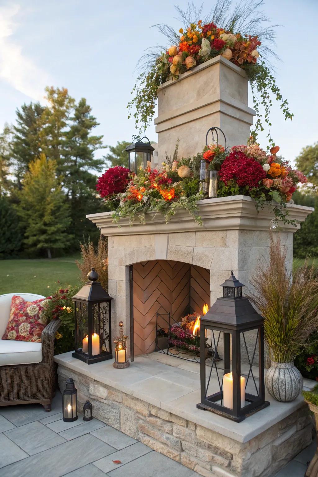 Personalize your fireplace mantel with unique seasonal decor.