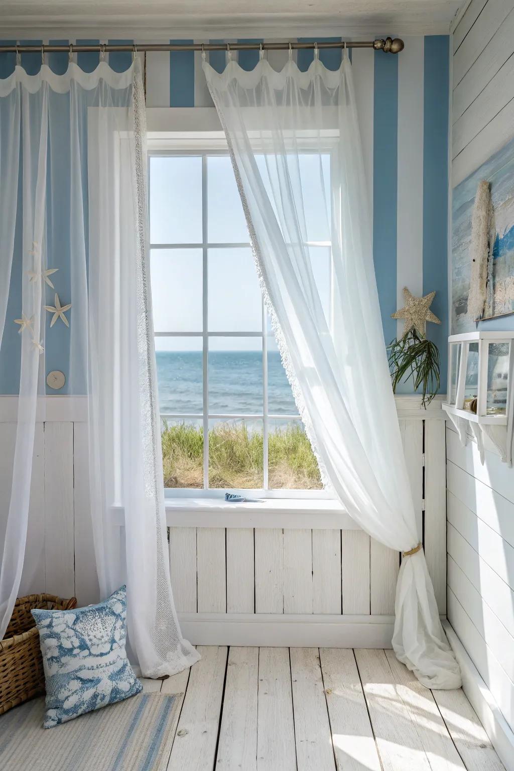 Whitewashed trim brings coastal charm to your home decor.