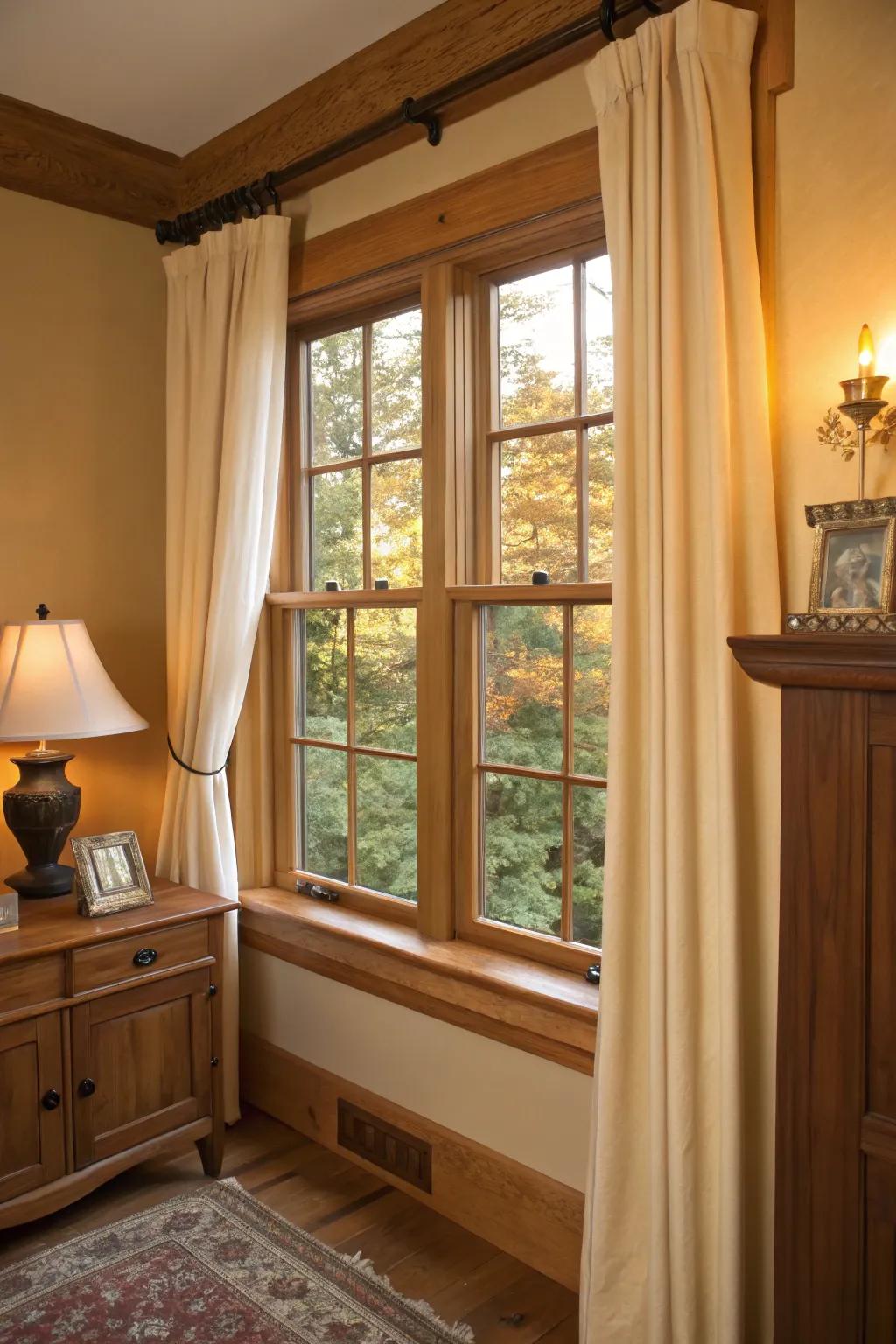 Natural oak trim adds warmth to every decor.