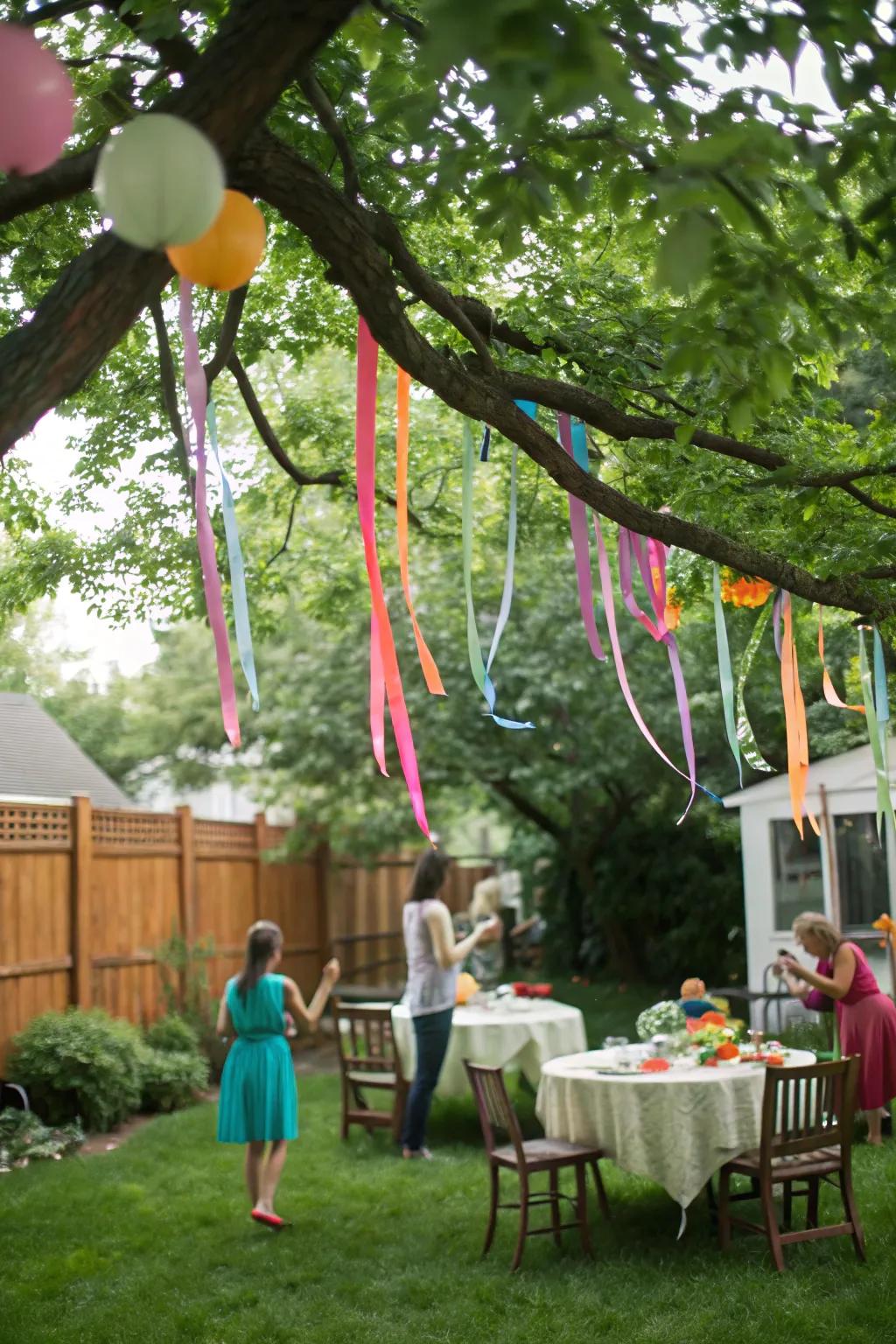 Streamers add a playful element to any outdoor party.