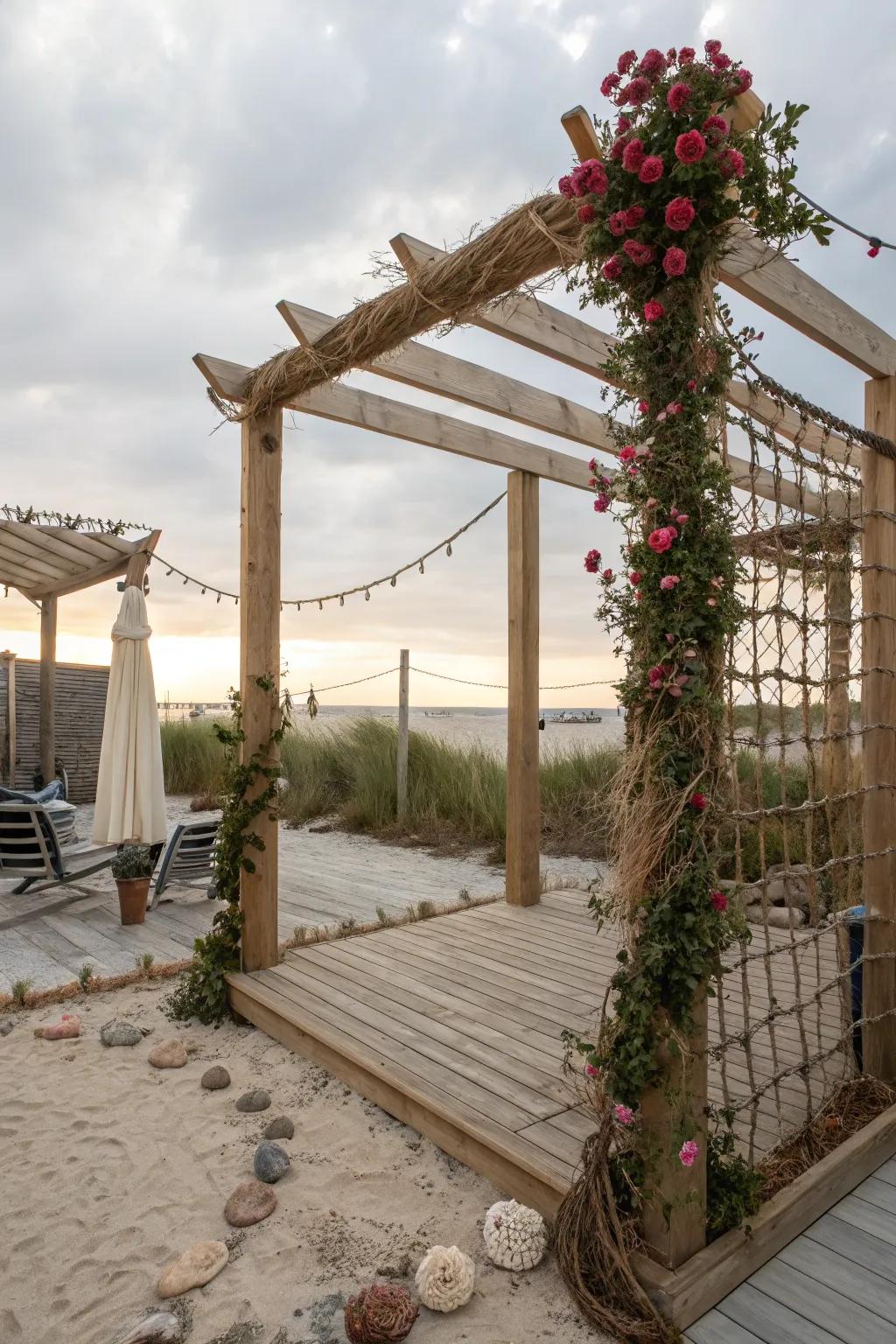 Rope walls contribute a nautical charm to your pergola.