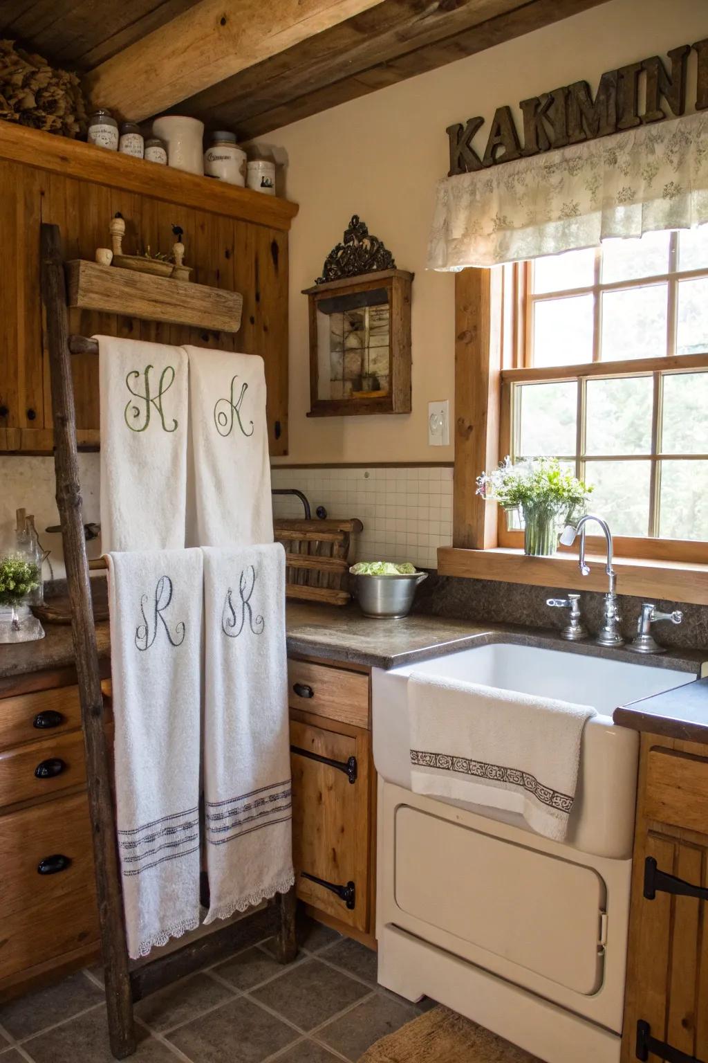 Personalized touches make a farmhouse kitchen uniquely inviting.