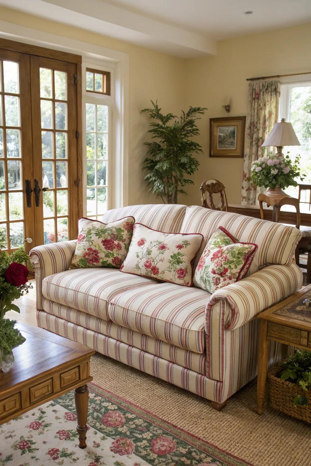 Mixing patterns adds depth and visual interest.