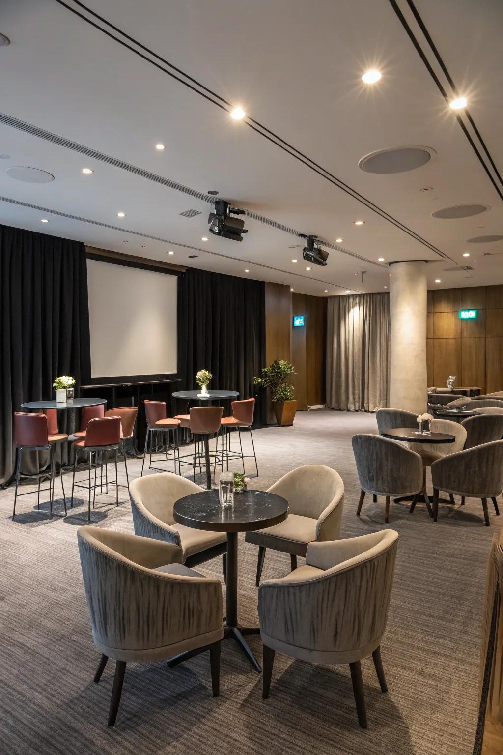 Theater style blends focus with flexibility.