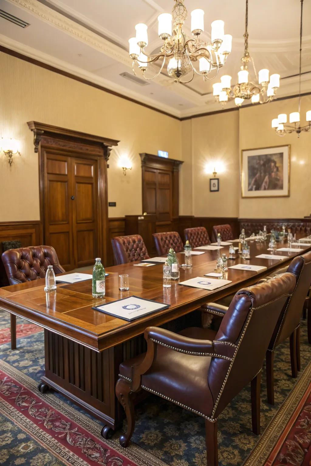 Standard conference room design promoting direct communication.