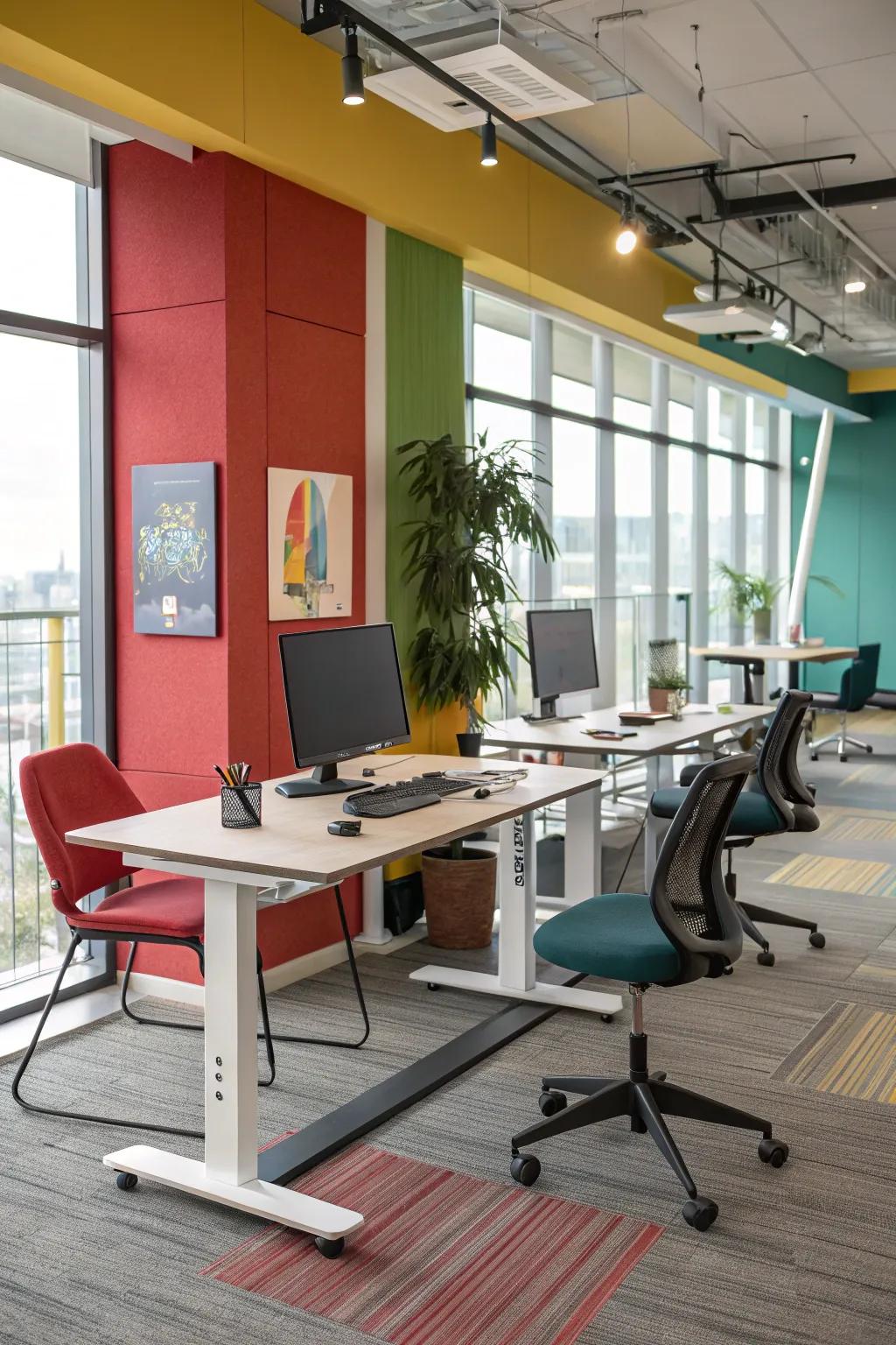 Vertical desks encourage movement and energy.